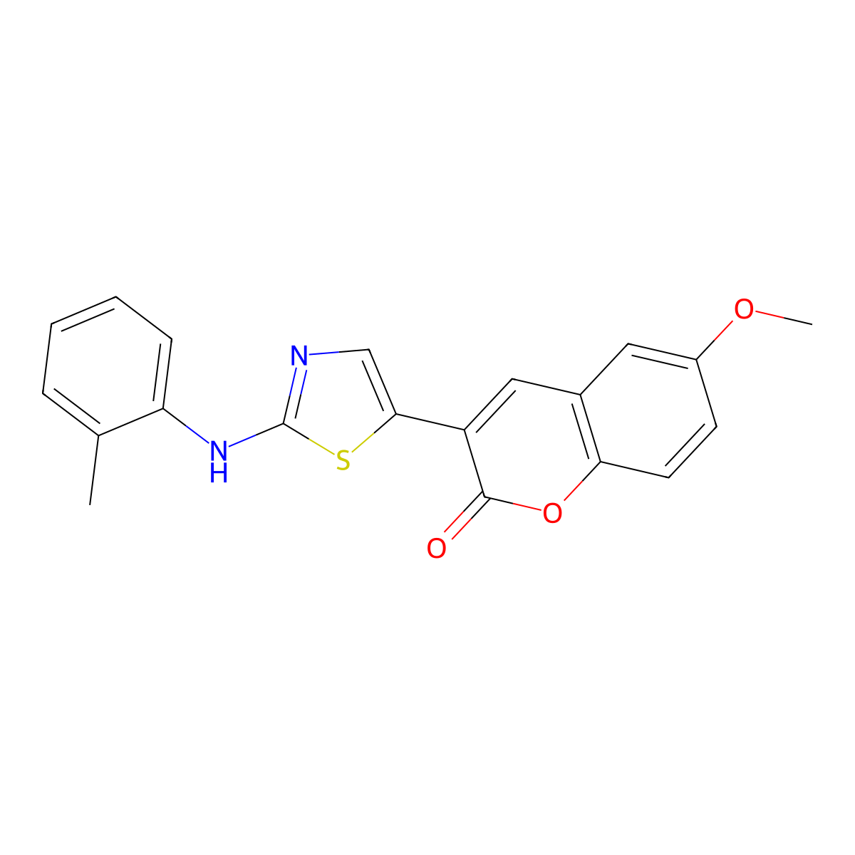 6-methoxy-3-{2-[(2-methylphenyl)amino]-1,3-thiazol-5-yl}-2H-chromen-2-one molecular structure, CAS 330450-81-2