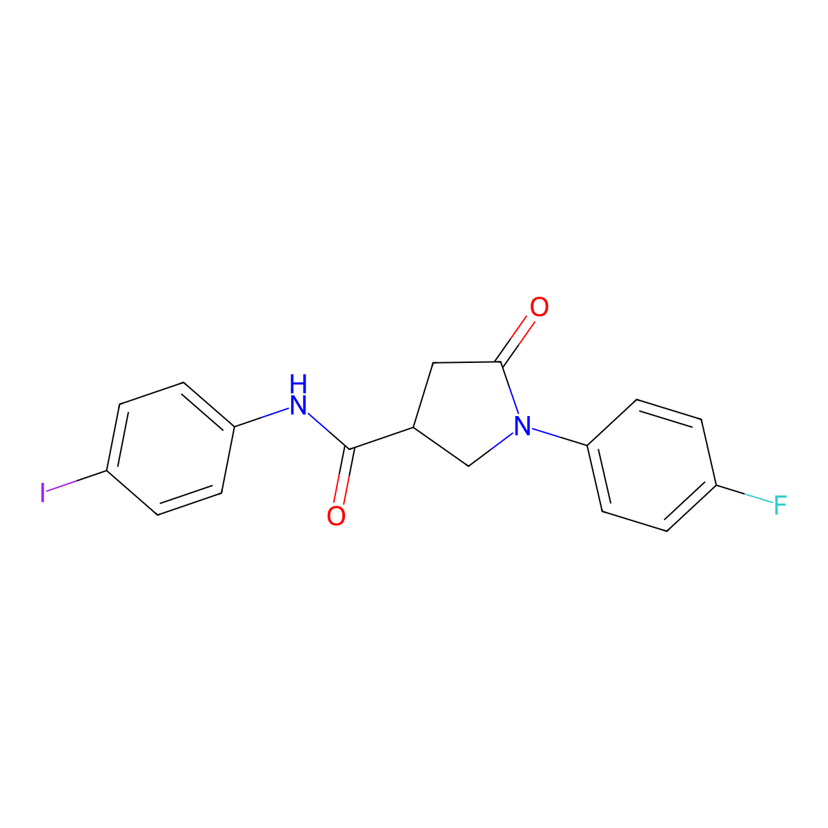 1-(4-fluorophenyl)-N-(4-iodophenyl)-5-oxopyrrolidine-3-carboxamide molecular structure, CAS 330451-07-5