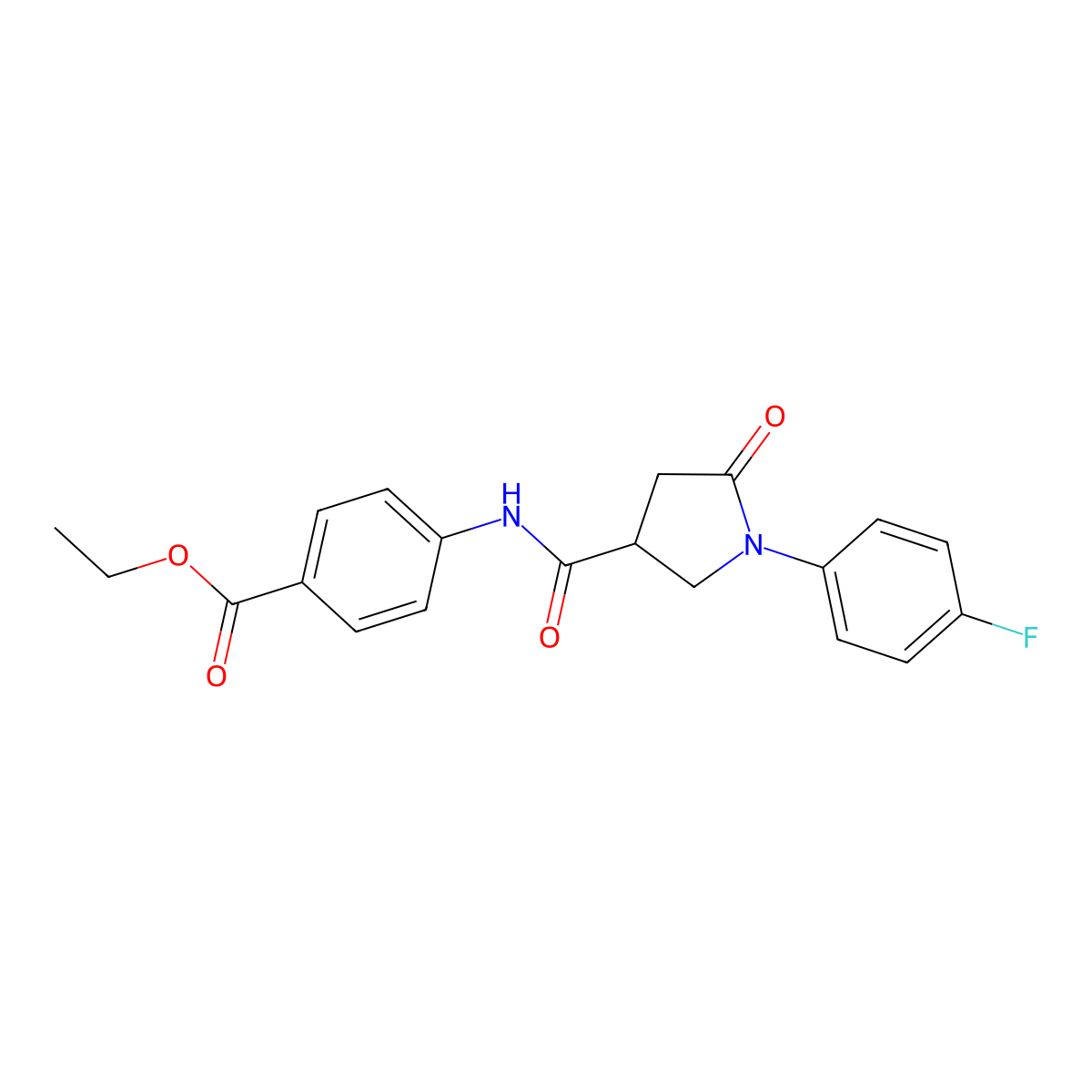 Ethyl 4-({[1-(4-fluorophenyl)-5-oxopyrrolidin-3-yl]carbonyl}amino)benzoate molecular structure, CAS 330451-08-6