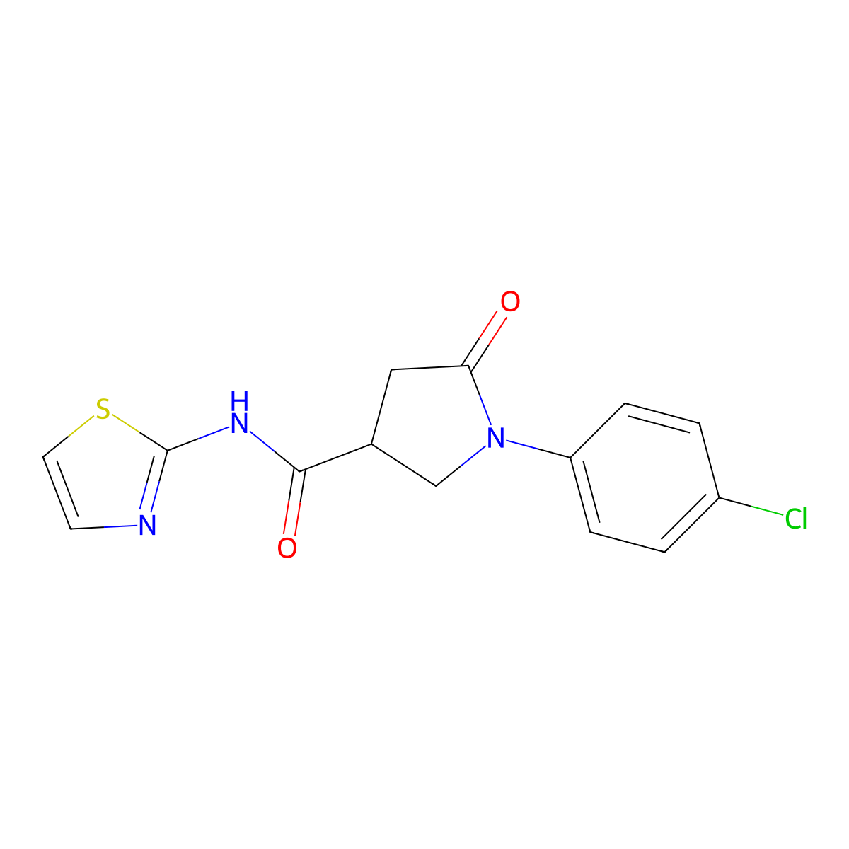 1-(4-chlorophenyl)-5-oxo-N-(1,3-thiazol-2-yl)pyrrolidine-3-carboxamide molecular structure, CAS 330451-11-1