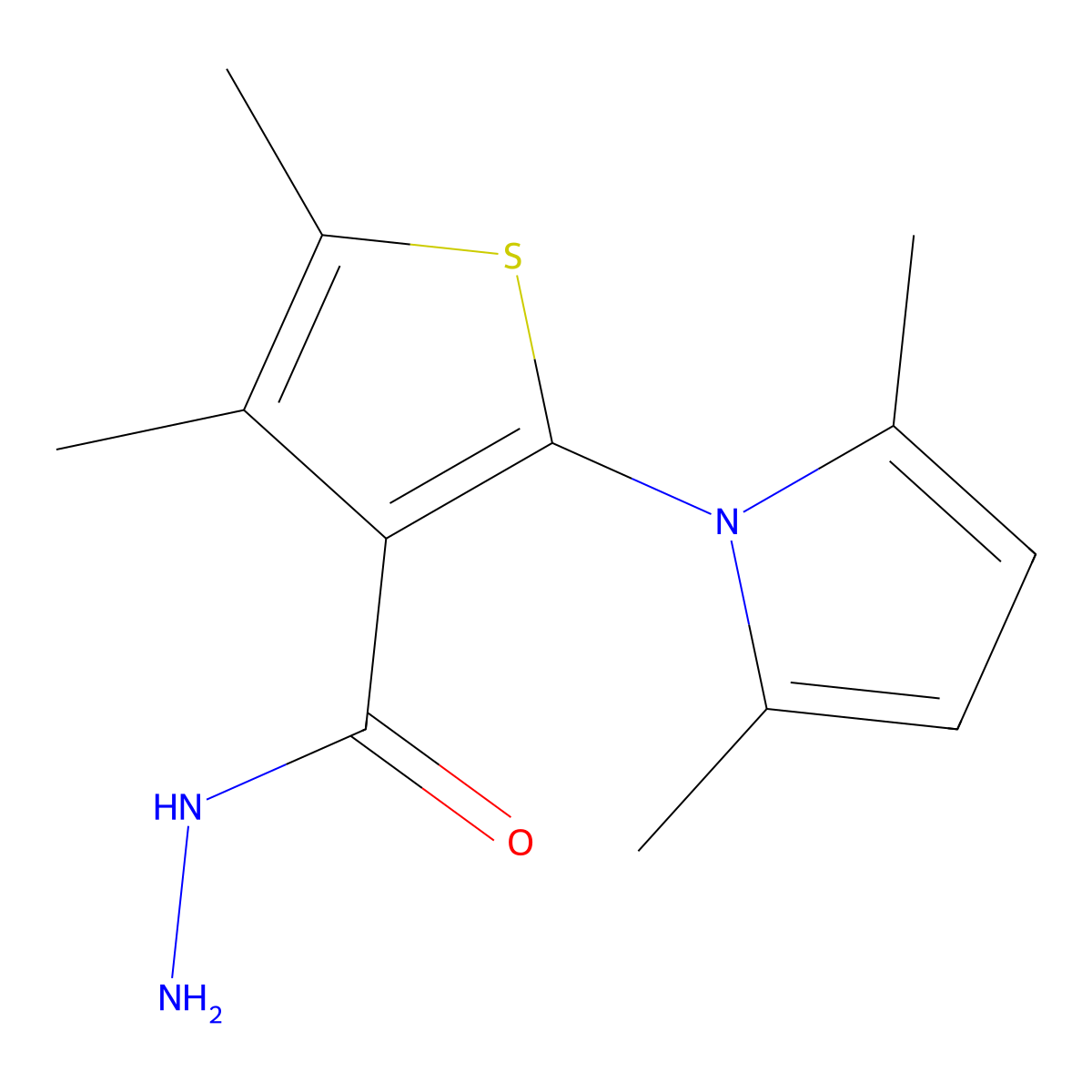 2-(2,5-Dimethyl-1H-pyrrol-1-yl)-4,5-dimethylthiophene-3-carbohydrazide molecular structure, CAS 330452-06-7