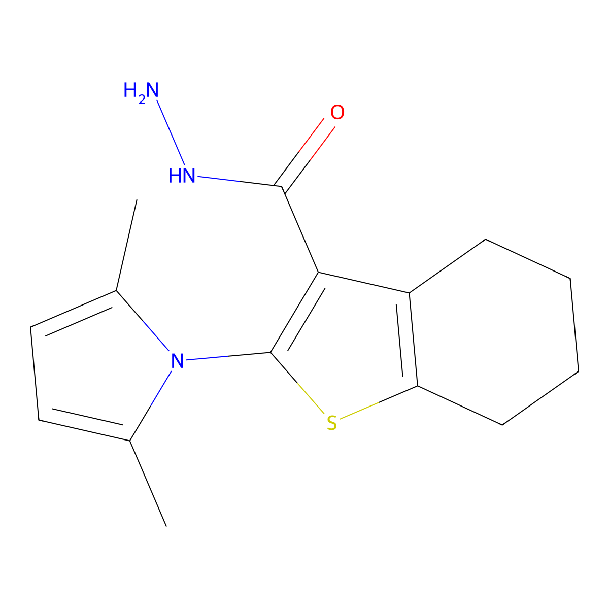 2-(2,5-Dimethyl-1H-pyrrol-1-yl)-4,5,6,7-tetrahydrobenzo[b]thiophene-3-carbohydrazide molecular structure, CAS 330452-08-9