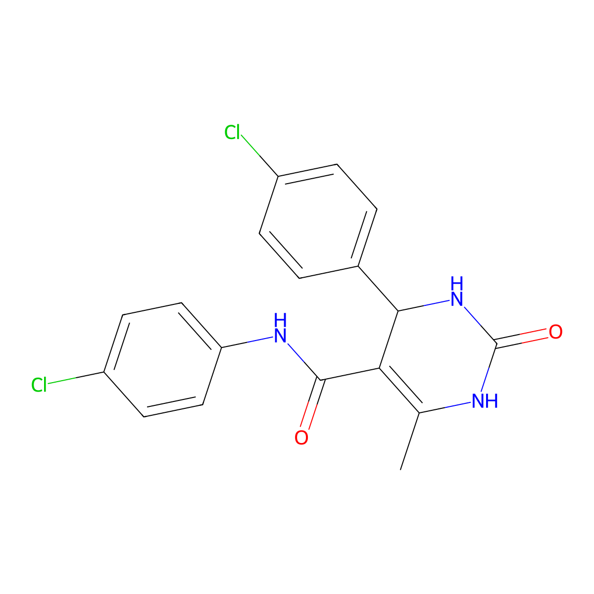 N,4-bis(4-chlorophenyl)-6-methyl-2-oxo-1,2,3,4-tetrahydropyrimidine-5-carboxamide molecular structure, CAS 330453-62-8