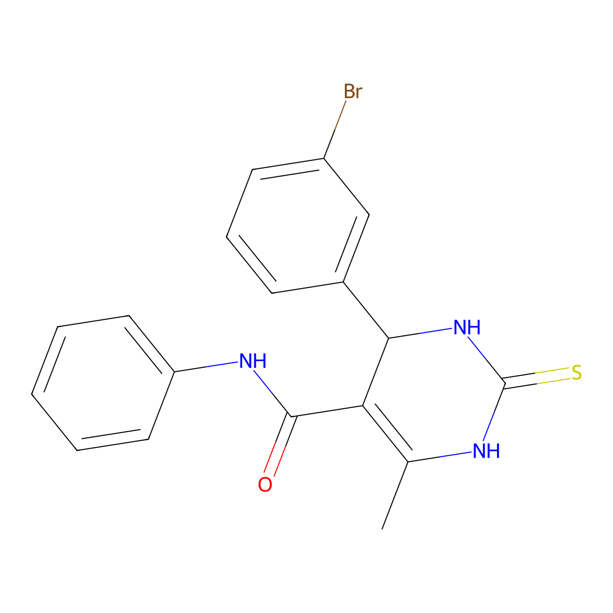 4-(3-bromophenyl)-6-methyl-N-phenyl-2-sulfanylidene-3,4-dihydro-1H-pyrimidine-5-carboxamide molecular structure, CAS 330453-72-0