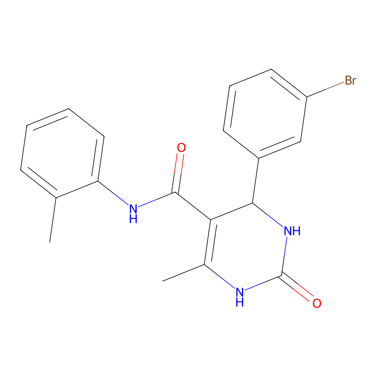 4-(3-bromophenyl)-6-methyl-2-oxo-N-(o-tolyl)-1,2,3,4-tetrahydropyrimidine-5-carboxamide molecular structure, CAS 330453-73-1