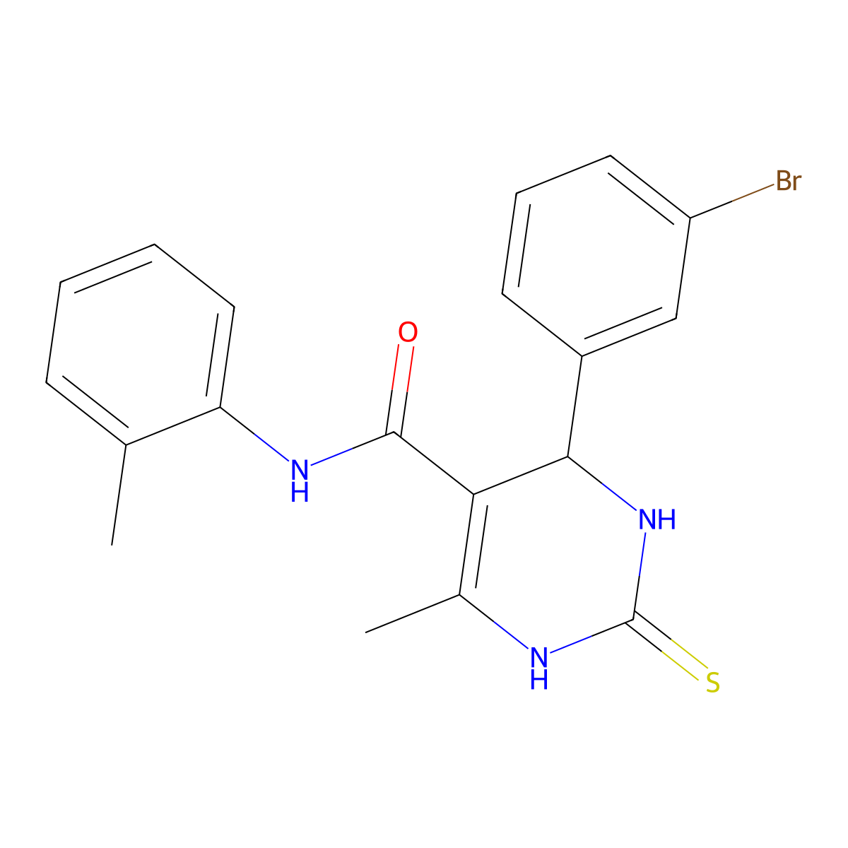 4-(3-bromophenyl)-6-methyl-N-(2-methylphenyl)-2-sulfanylidene-3,4-dihydro-1H-pyrimidine-5-carboxamide molecular structure, CAS 330453-74-2
