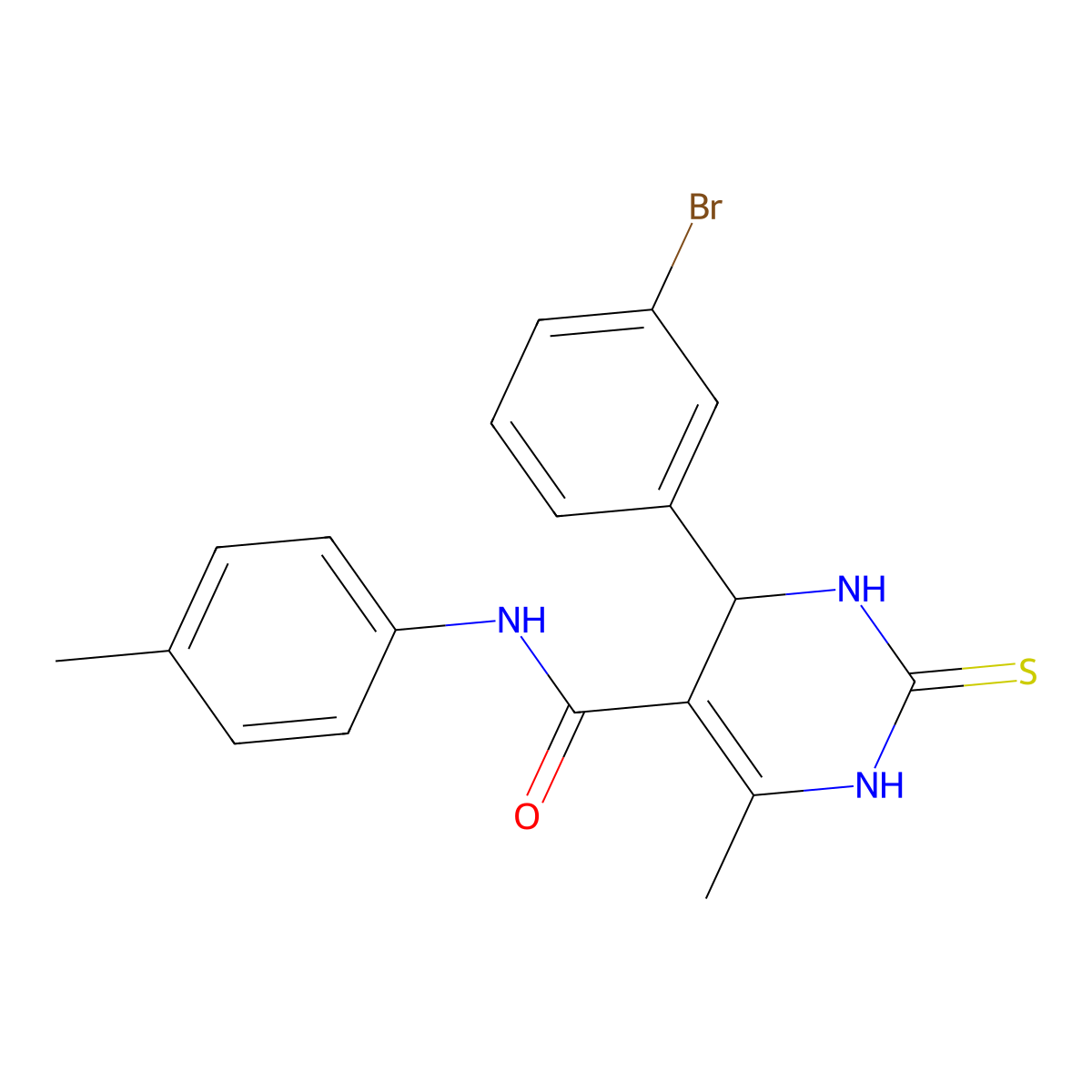 4-(3-bromophenyl)-6-methyl-N-(4-methylphenyl)-2-sulfanylidene-3,4-dihydro-1H-pyrimidine-5-carboxamide molecular structure, CAS 330453-75-3