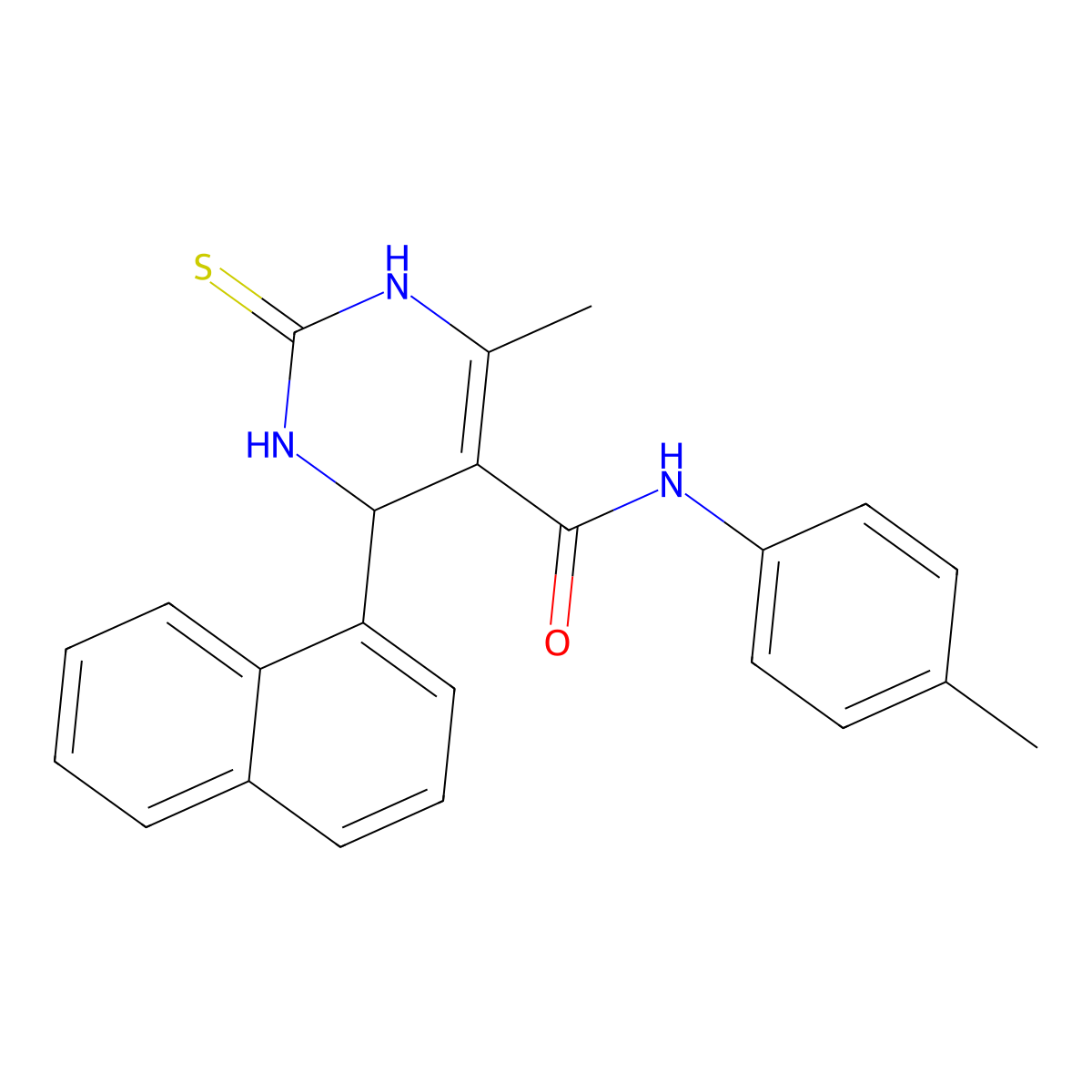 6-methyl-N-(4-methylphenyl)-4-naphthalen-1-yl-2-sulfanylidene-3,4-dihydro-1H-pyrimidine-5-carboxamide molecular structure, CAS 330453-82-2