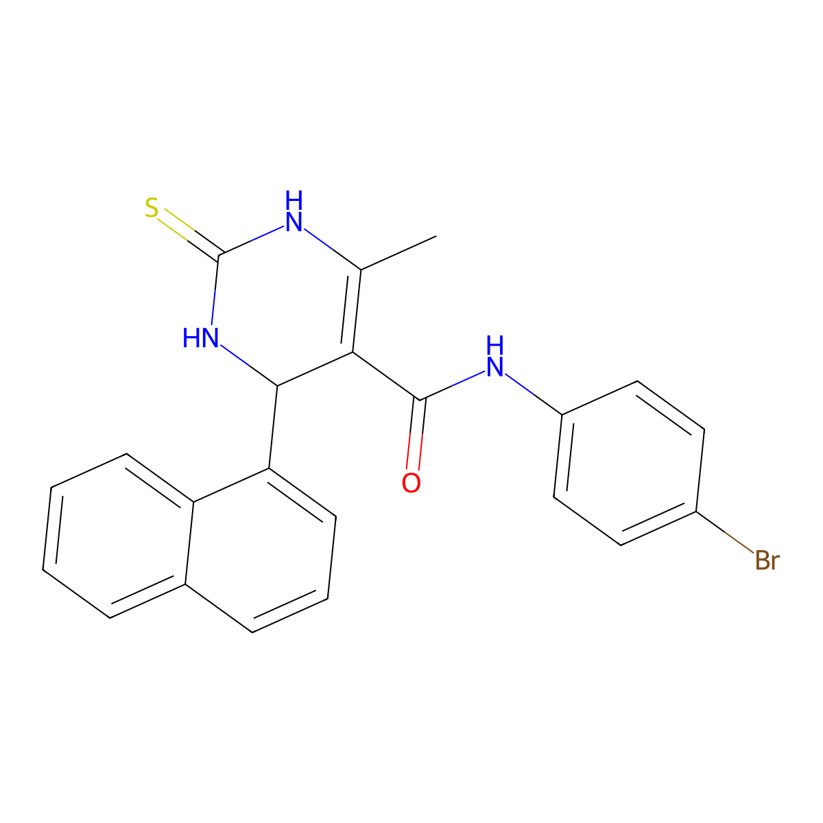 N-(4-bromophenyl)-6-methyl-4-naphthalen-1-yl-2-sulfanylidene-3,4-dihydro-1H-pyrimidine-5-carboxamide molecular structure, CAS 330453-86-6