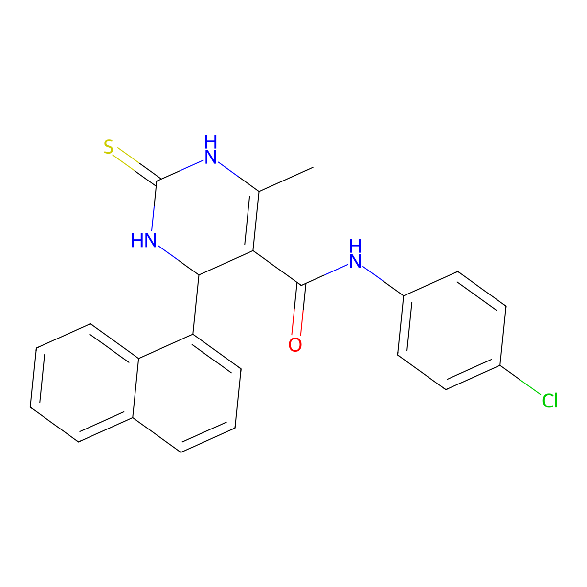 N-(4-chlorophenyl)-6-methyl-4-naphthalen-1-yl-2-sulfanylidene-3,4-dihydro-1H-pyrimidine-5-carboxamide molecular structure, CAS 330453-88-8