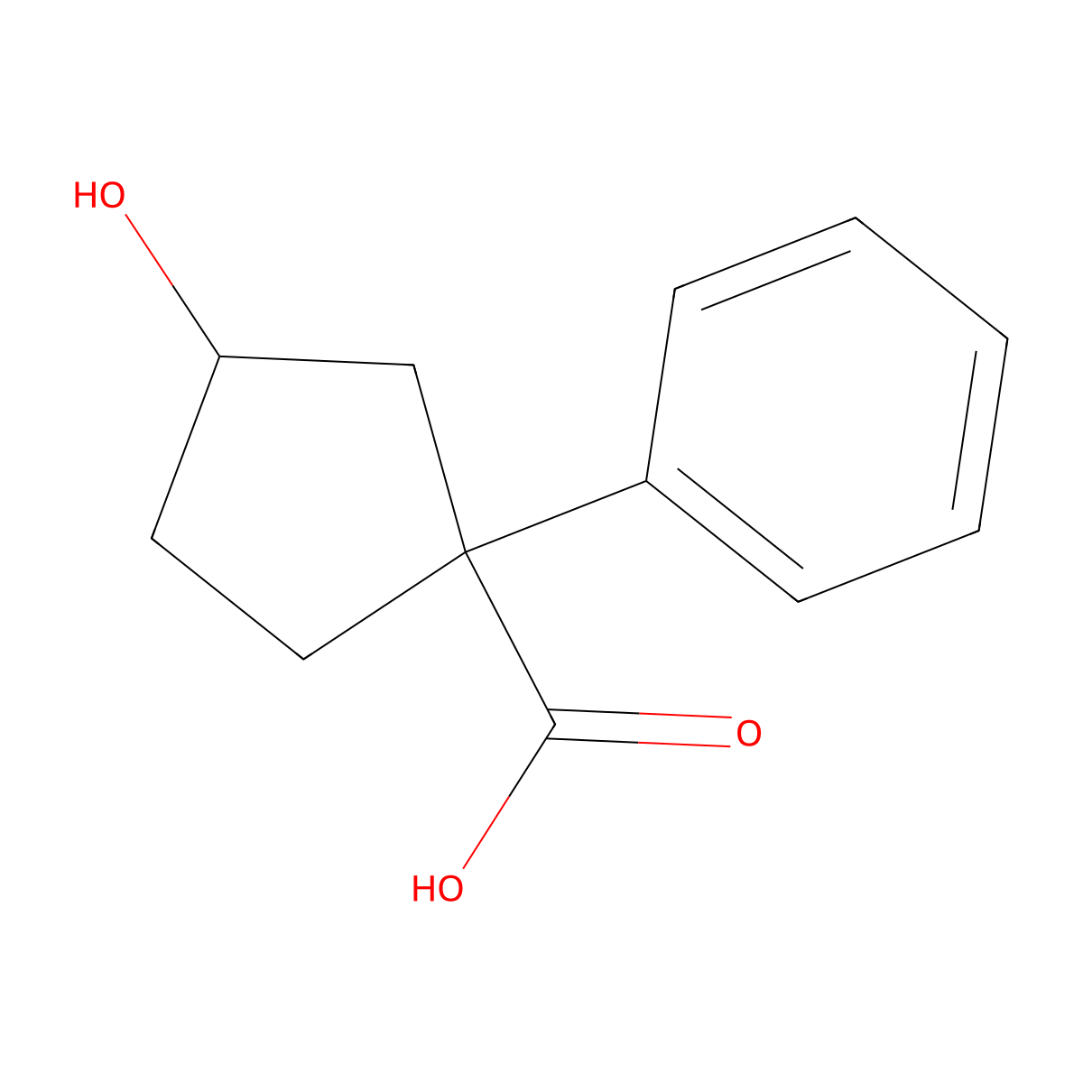 3-Hydroxy-1-phenylcyclopentanecarboxylic acid molecular structure, CAS 330454-01-8