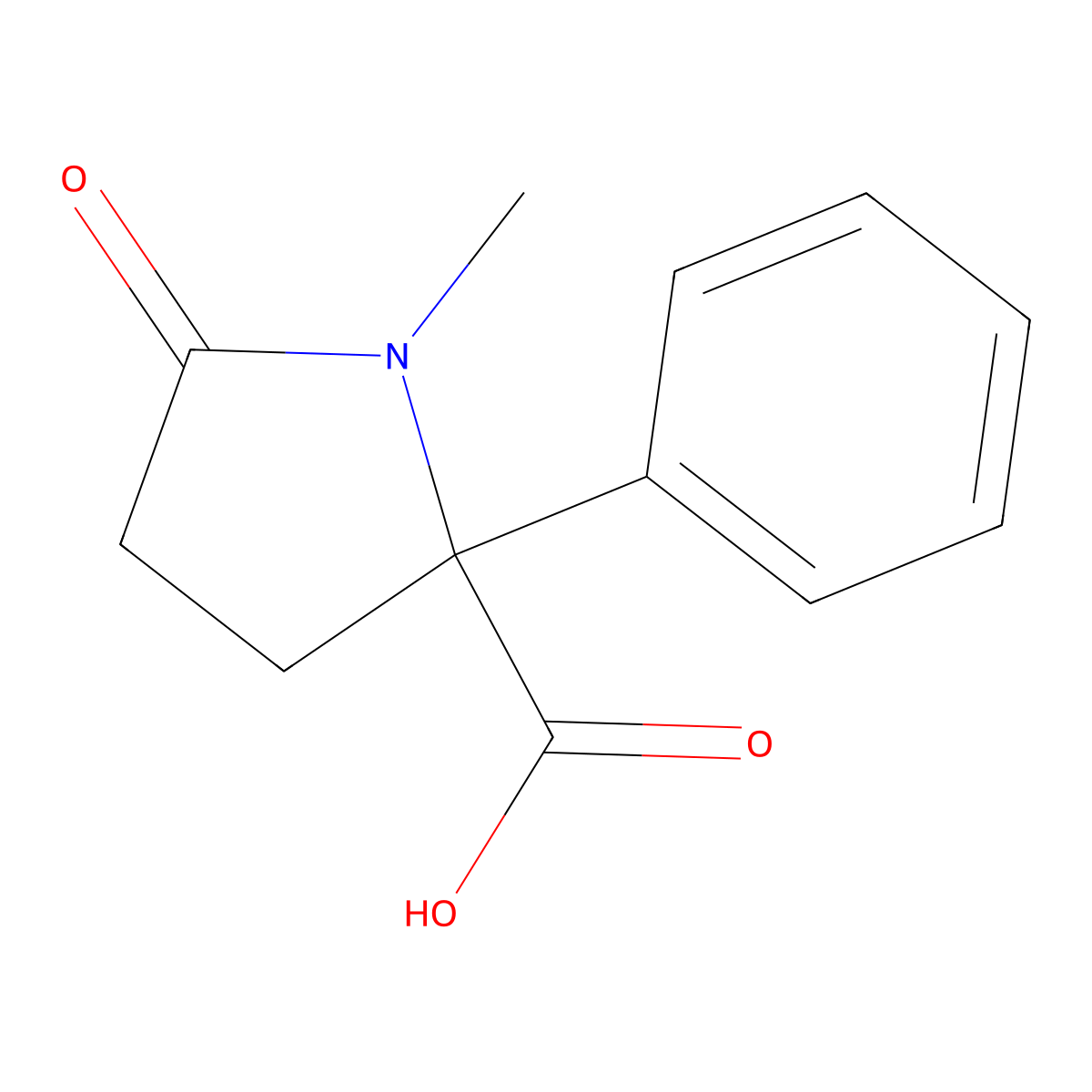1-Methyl-5-oxo-2-phenylpyrrolidine-2-carboxylic acid molecular structure, CAS 330454-05-2