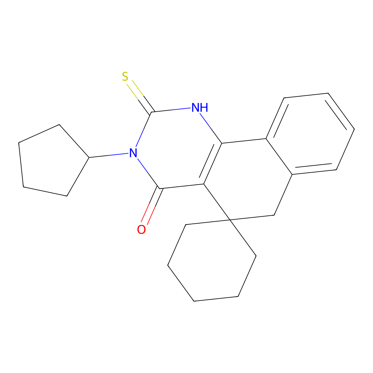 3-Cyclopentyl-2-sulfanylidenespiro[1,6-dihydrobenzo[h]quinazoline-5,1'-cyclohexane]-4-one molecular structure, CAS 330454-20-1