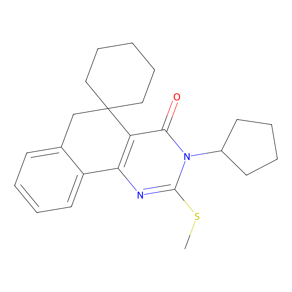 3-cyclopentyl-2-methylsulfanylspiro[6H-benzo[h]quinazoline-5,1'-cyclohexane]-4-one molecular structure, CAS 330454-23-4