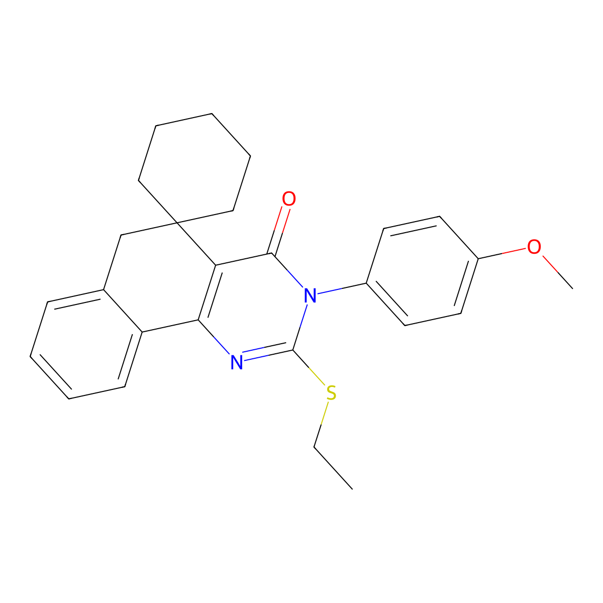 2-ethylsulfanyl-3-(4-methoxyphenyl)spiro[6H-benzo[h]quinazoline-5,1'-cyclohexane]-4-one molecular structure, CAS 330454-24-5