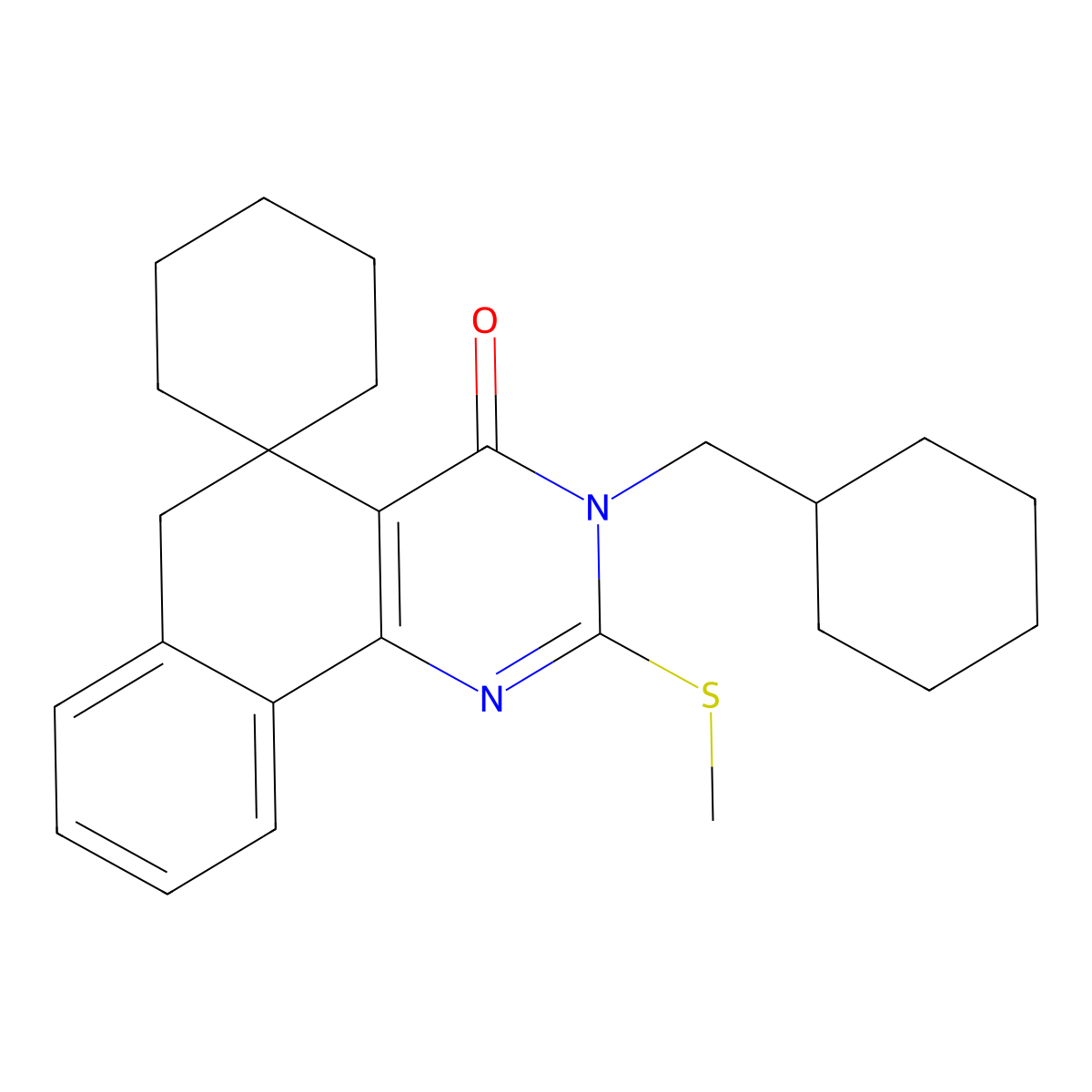 3-(cyclohexylmethyl)-2-methylsulfanylspiro[6H-benzo[h]quinazoline-5,1'-cyclohexane]-4-one molecular structure, CAS 330454-25-6
