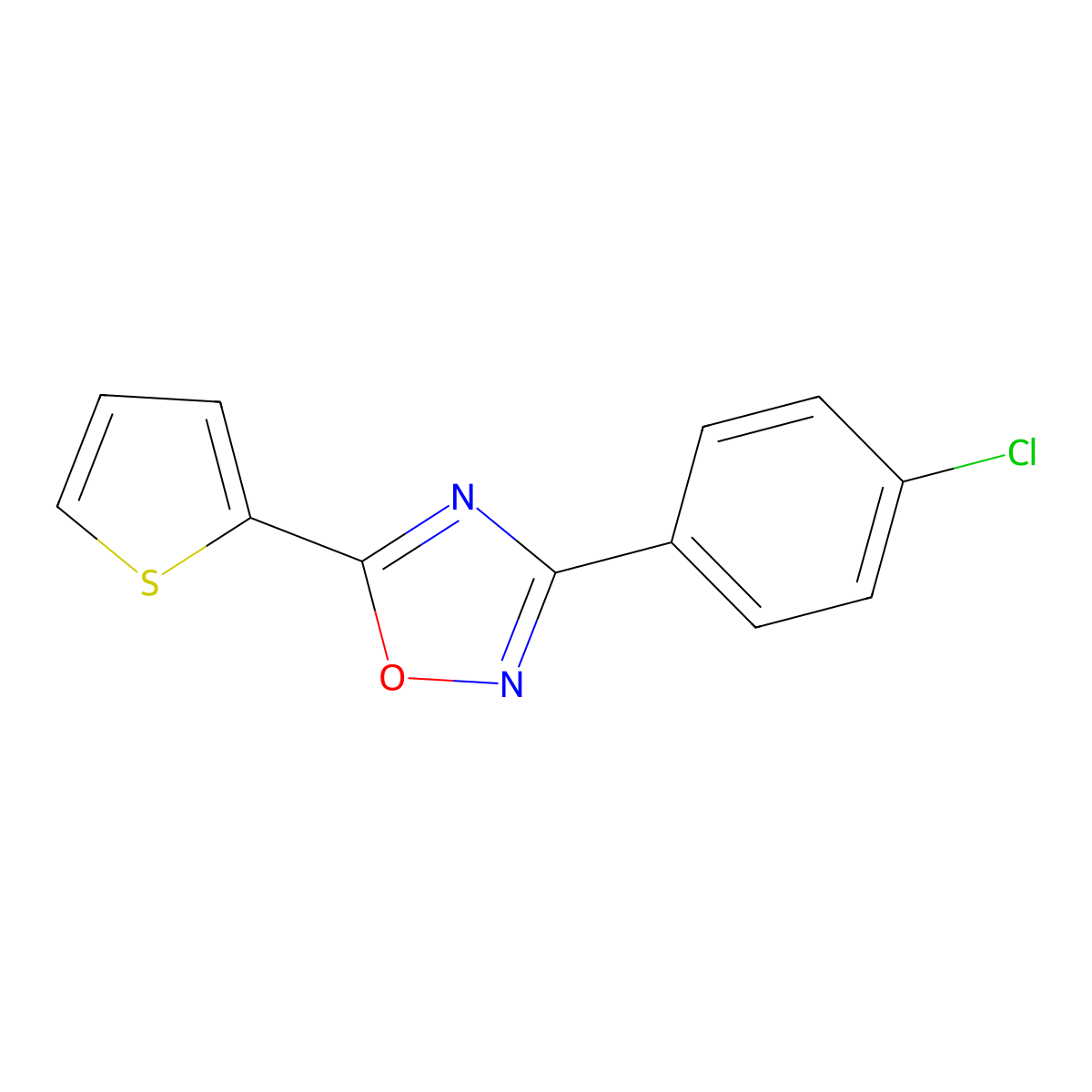 3-(4-Chlorophenyl)-5-(thiophen-2-yl)-1,2,4-oxadiazole molecular structure, CAS 330459-33-1