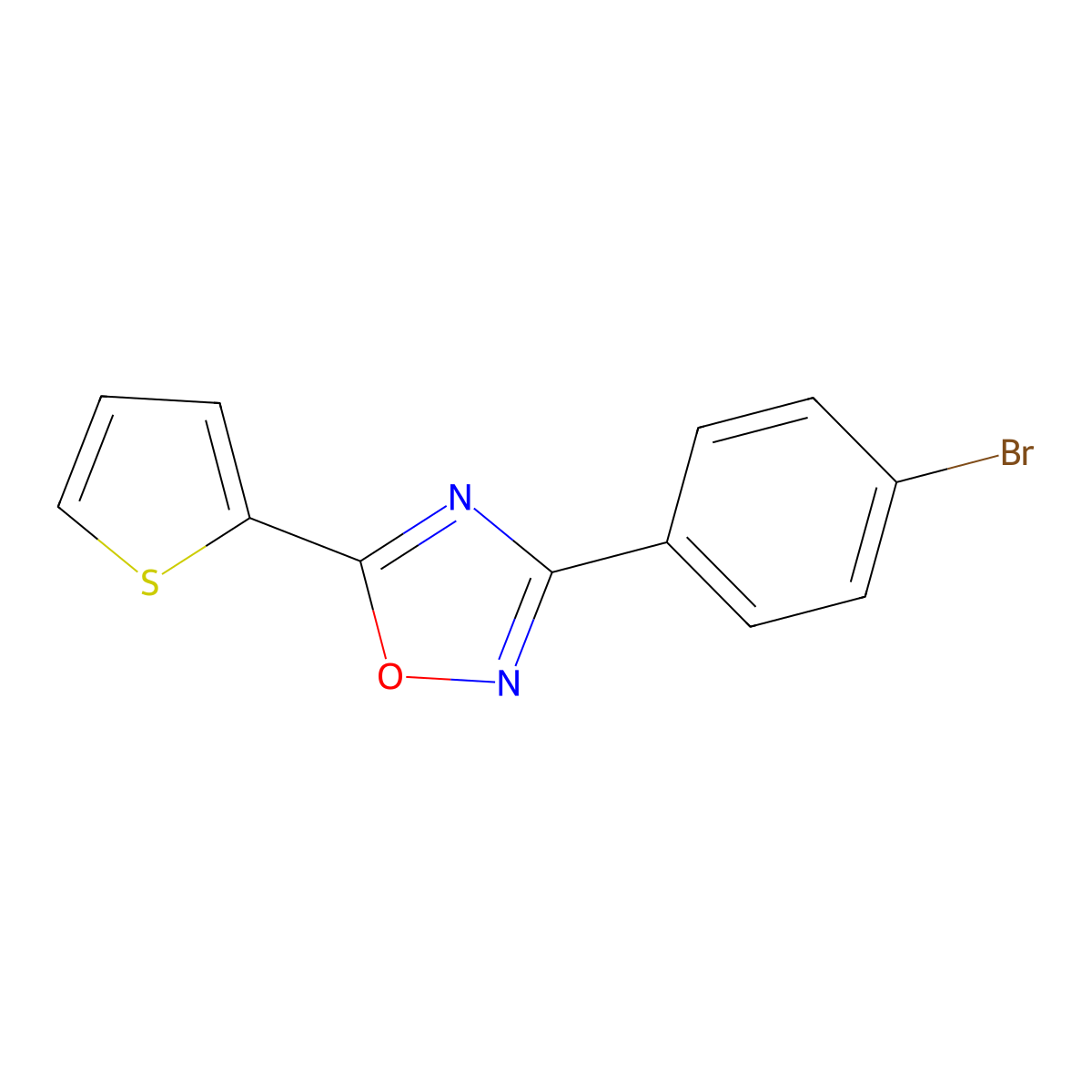 3-(4-Bromophenyl)-5-(thiophen-2-yl)-1,2,4-oxadiazole molecular structure, CAS 330459-34-2