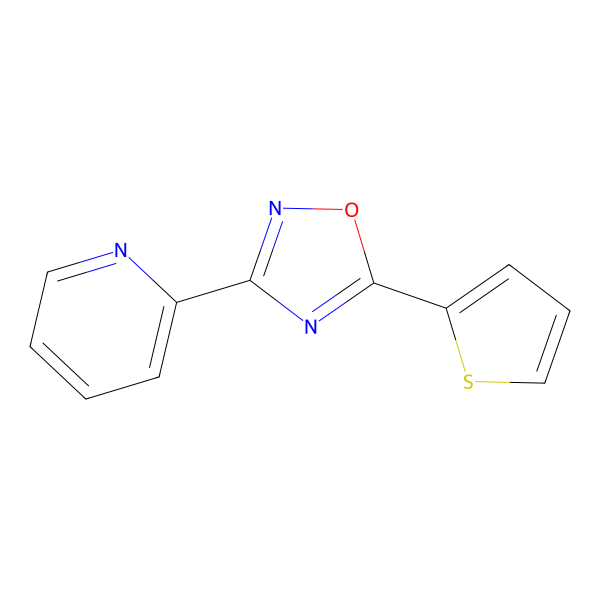 3-Pyridin-2-yl-5-thiophen-2-yl-1,2,4-oxadiazole molecular structure, CAS 330459-35-3