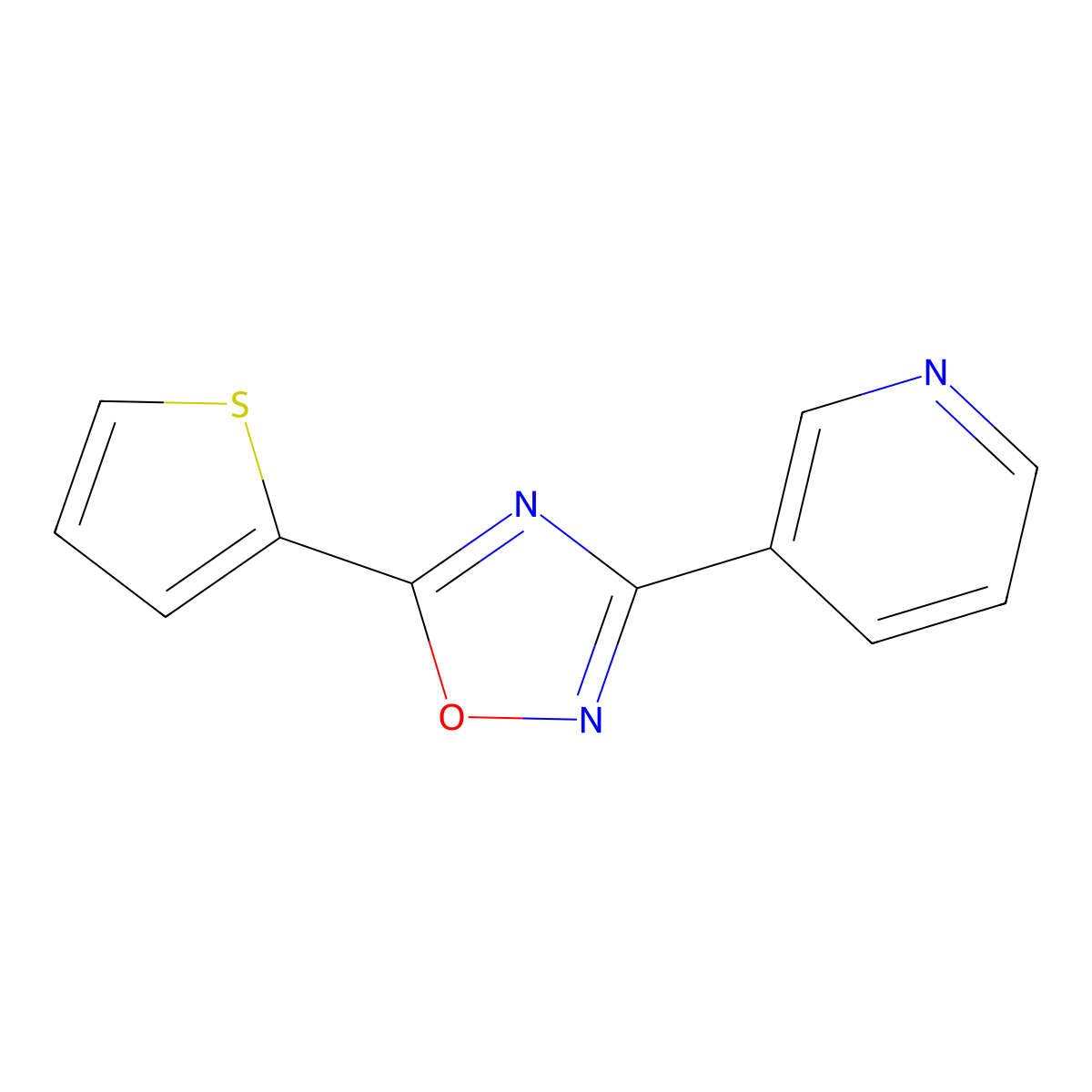 3-Pyridin-3-yl-5-thiophen-2-yl-1,2,4-oxadiazole molecular structure, CAS 330459-36-4