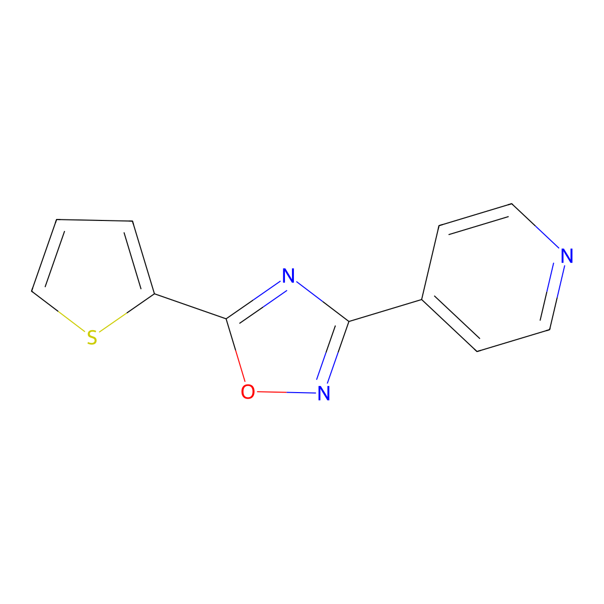 3-Pyridin-4-yl-5-thiophen-2-yl-1,2,4-oxadiazole molecular structure, CAS 330459-37-5