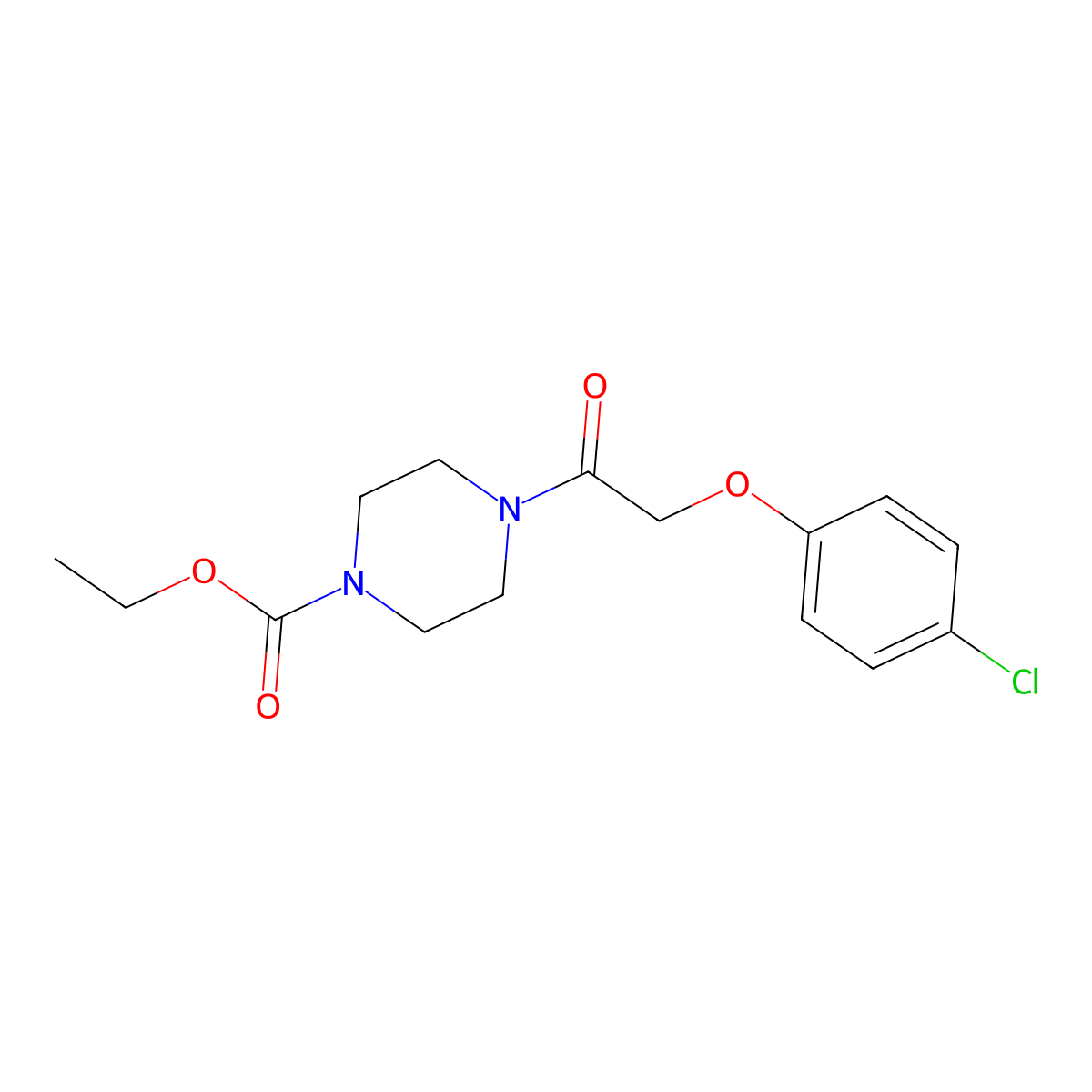 Ethyl 4-[(4-chlorophenoxy)acetyl]piperazine-1-carboxylate molecular structure, CAS 330459-53-5