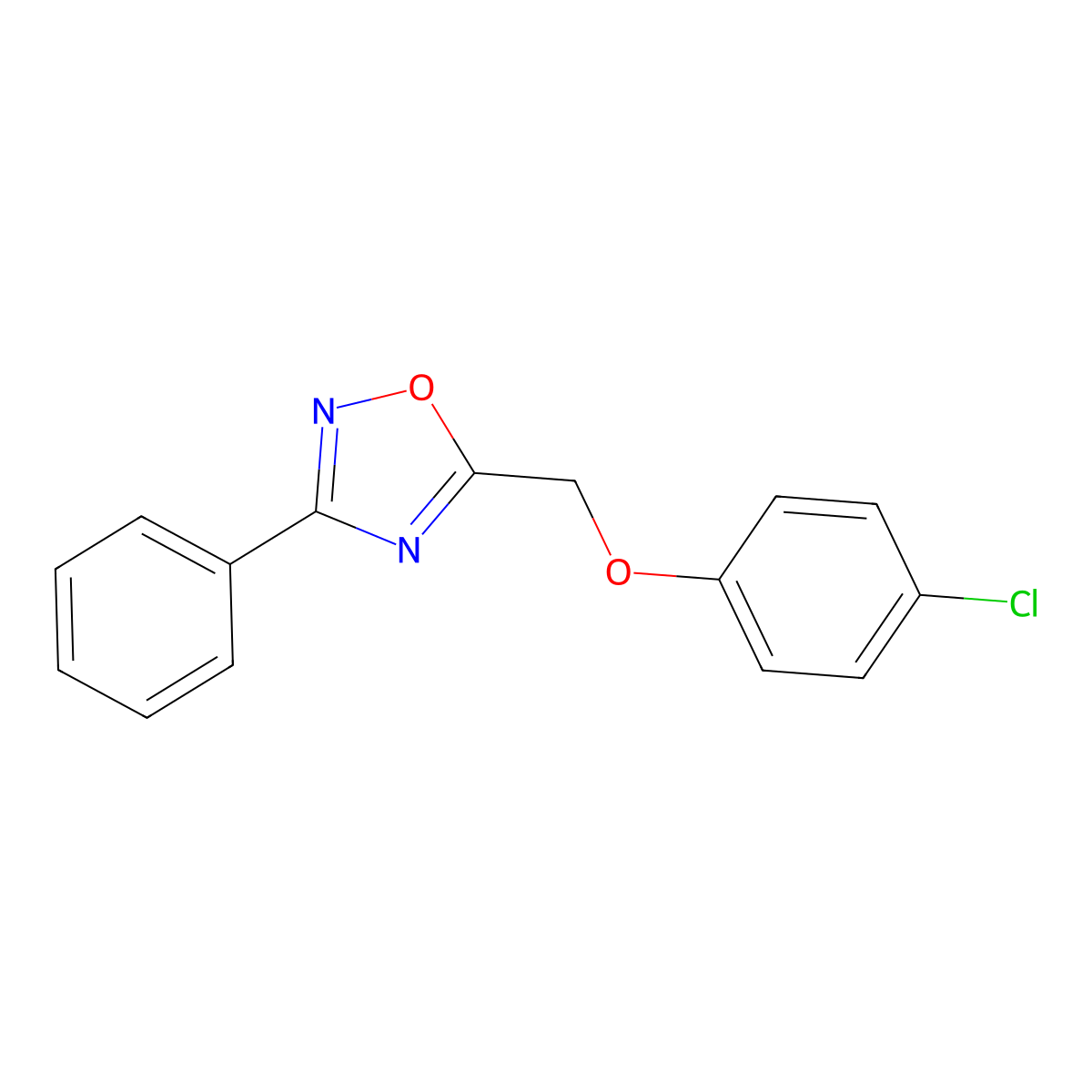 5-[(4-Chlorophenoxy)methyl]-3-phenyl-1,2,4-oxadiazole molecular structure, CAS 330459-59-1