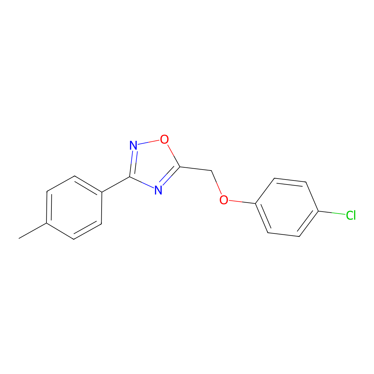 5-[(4-Chlorophenoxy)methyl]-3-(4-methylphenyl)-1,2,4-oxadiazole molecular structure, CAS 330459-60-4