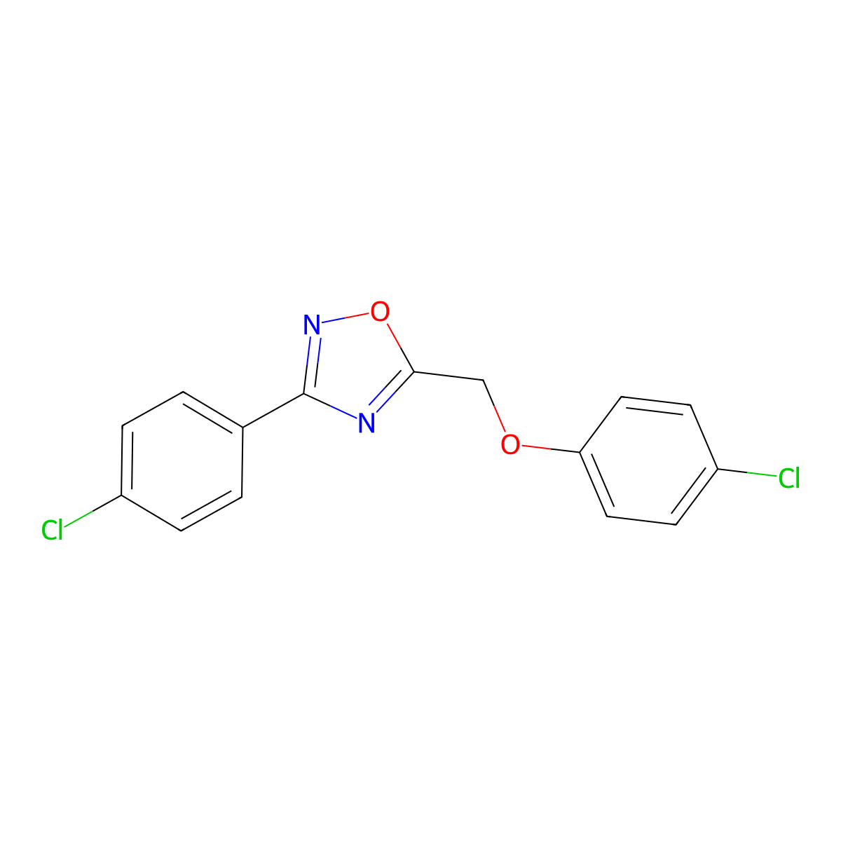 5-[(4-Chlorophenoxy)methyl]-3-(4-chlorophenyl)-1,2,4-oxadiazole molecular structure, CAS 330459-61-5