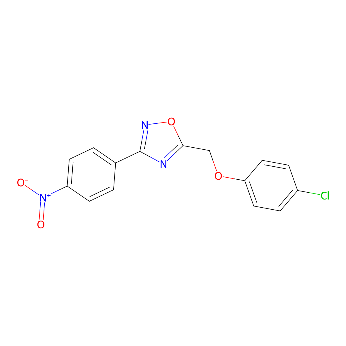 5-[(4-Chlorophenoxy)methyl]-3-(4-nitrophenyl)-1,2,4-oxadiazole molecular structure, CAS 330459-62-6