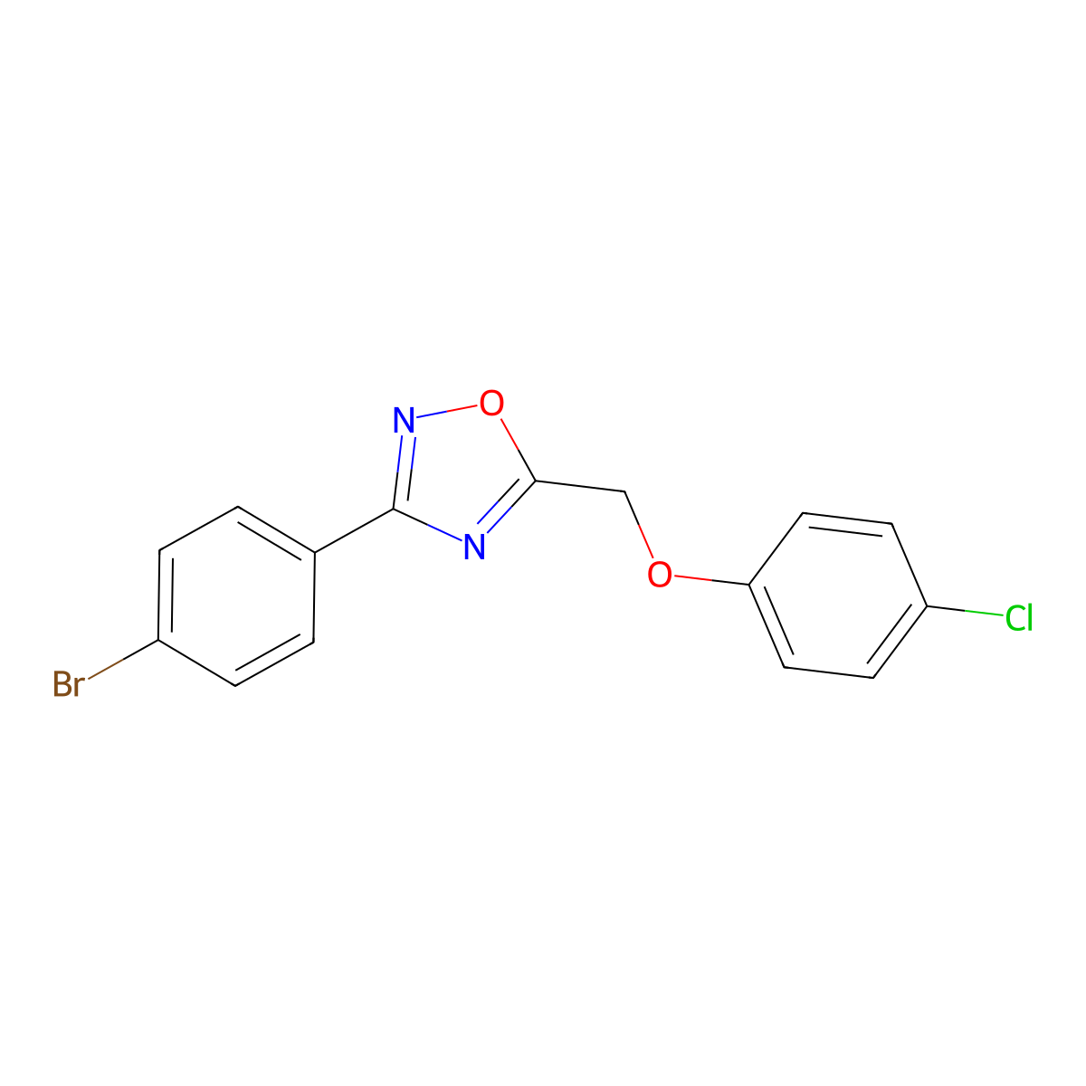 3-(4-Bromophenyl)-5-[(4-chlorophenoxy)methyl]-1,2,4-oxadiazole molecular structure, CAS 330459-63-7