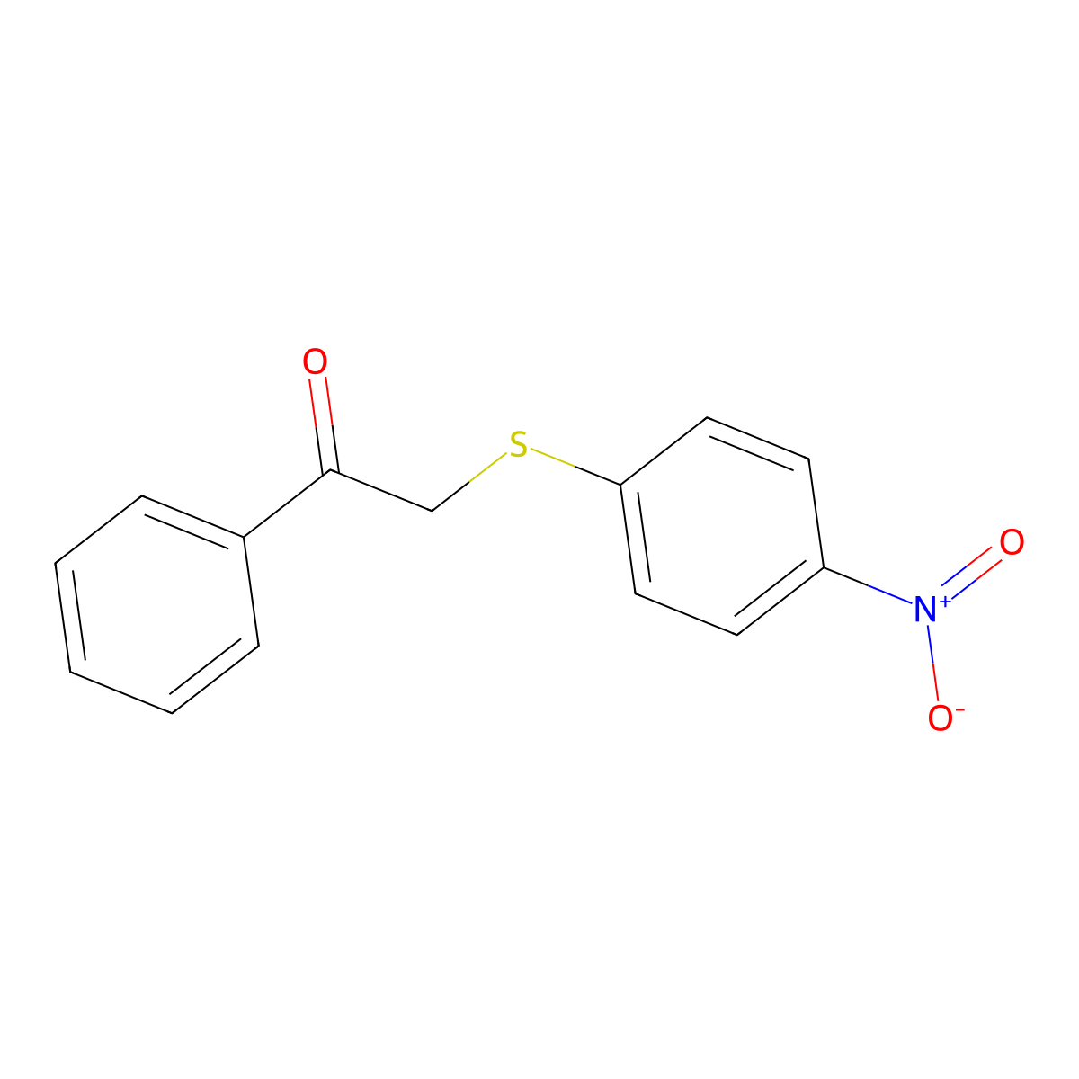 Acetophenone, 2-((p-nitrophenyl)thio)- molecular structure, CAS 33046-48-9