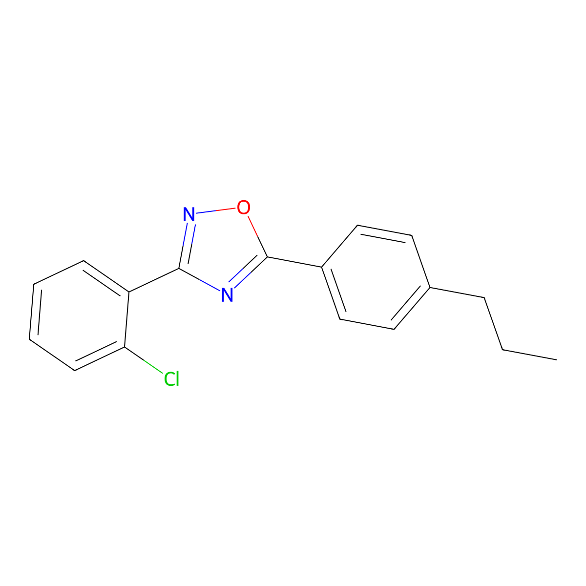 3-(2-Chlorophenyl)-5-(4-propylphenyl)-1,2,4-oxadiazole molecular structure, CAS 330460-52-1