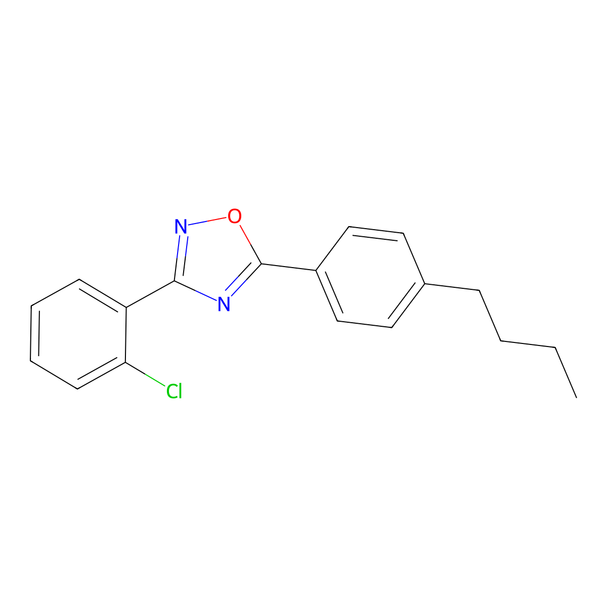 5-(4-Butylphenyl)-3-(2-chlorophenyl)-1,2,4-oxadiazole molecular structure, CAS 330460-54-3