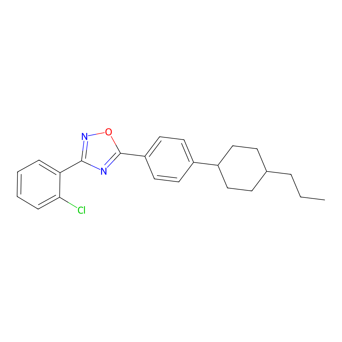 3-(2-Chlorophenyl)-5-[4-(4-propylcyclohexyl)phenyl]-1,2,4-oxadiazole molecular structure, CAS 330460-59-8