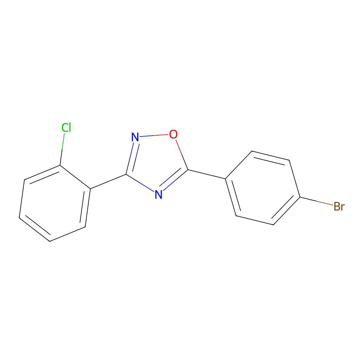 5-(4-Bromophenyl)-3-(2-chlorophenyl)-1,2,4-oxadiazole molecular structure, CAS 330460-60-1