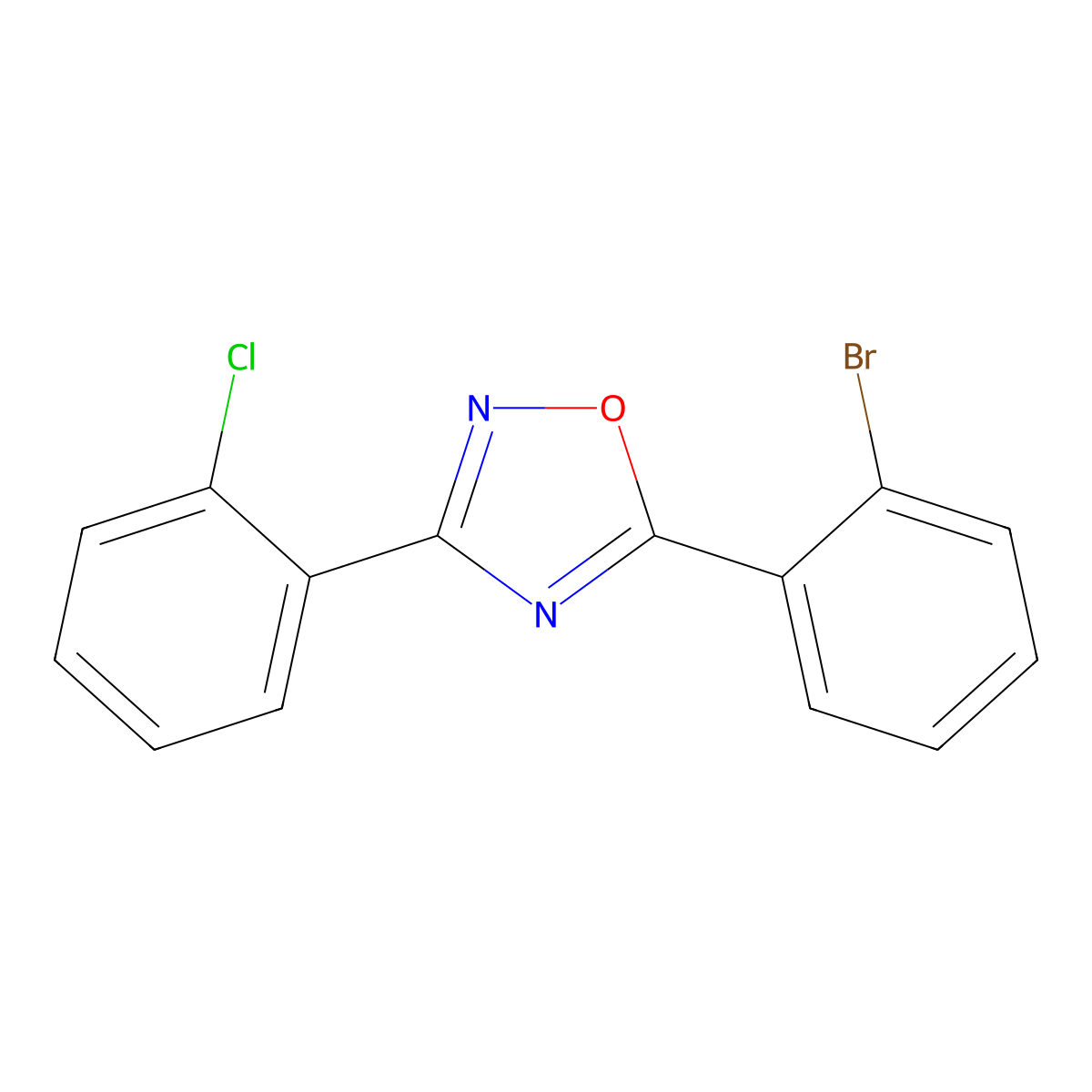 5-(2-Bromophenyl)-3-(2-chlorophenyl)-1,2,4-oxadiazole molecular structure, CAS 330460-62-3