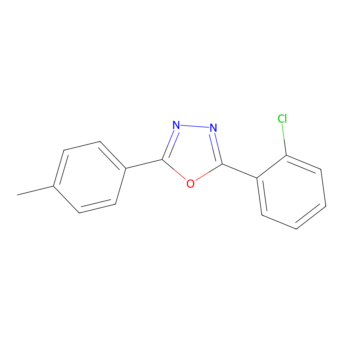 2-(2-Chlorophenyl)-5-(4-methylphenyl)-1,3,4-oxadiazole molecular structure, CAS 330460-68-9