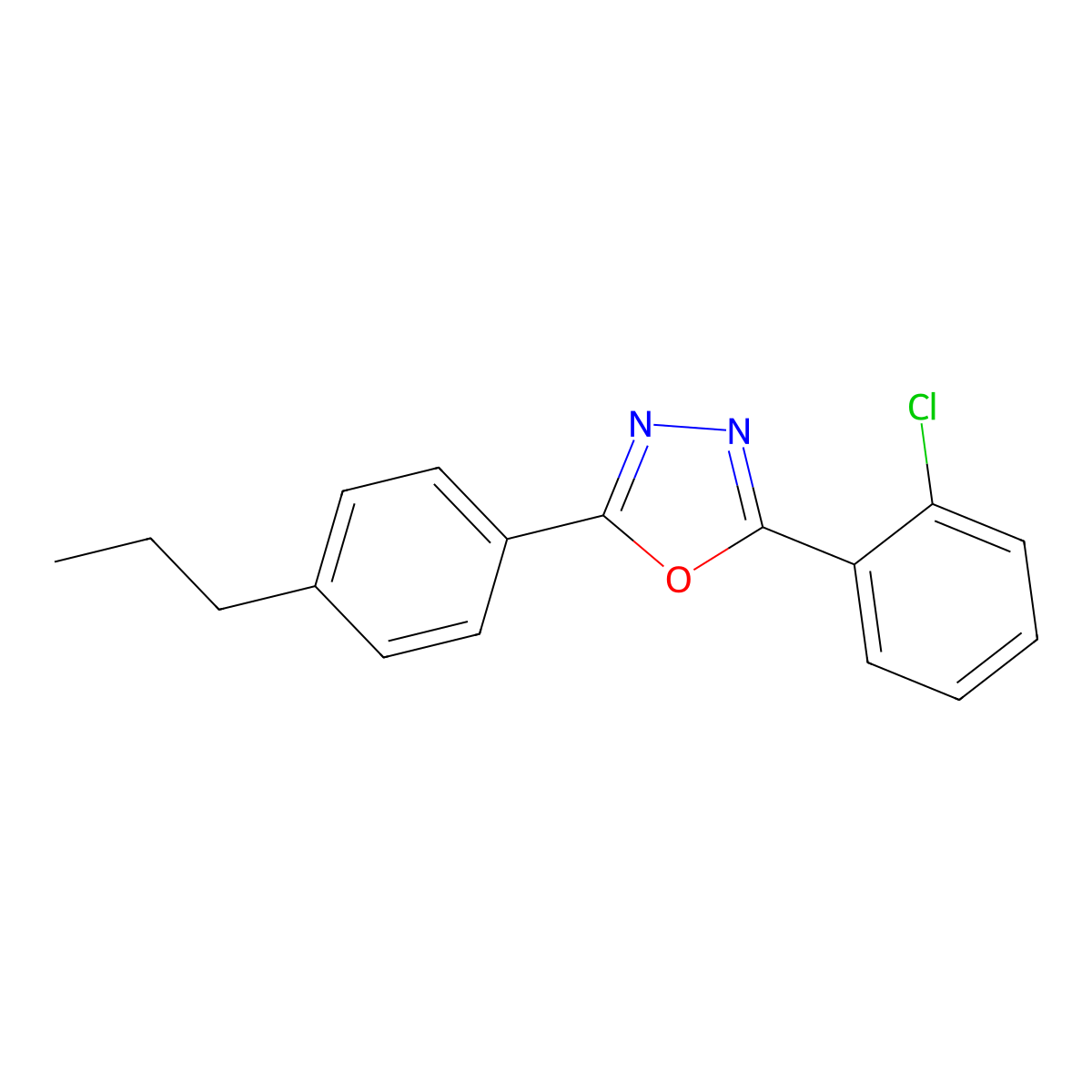 2-(2-Chlorophenyl)-5-(4-propylphenyl)-1,3,4-oxadiazole molecular structure, CAS 330460-70-3