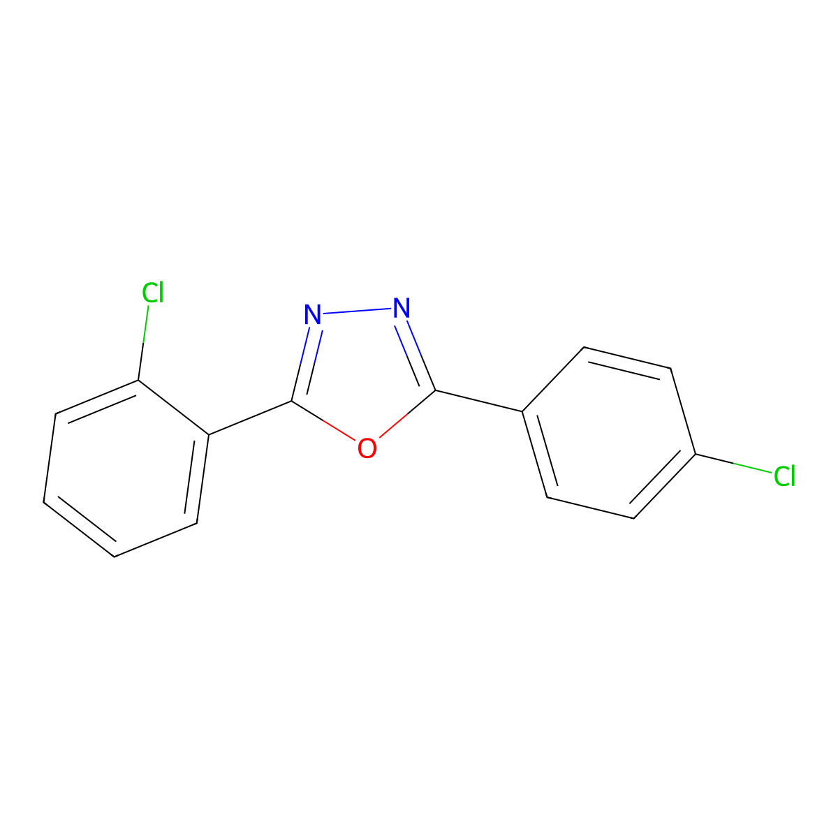 2-(2-Chlorophenyl)-5-(4-chlorophenyl)-1,3,4-oxadiazole molecular structure, CAS 330460-73-6