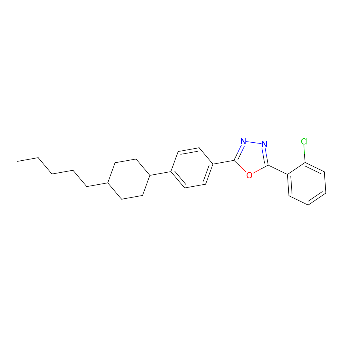 2-(2-Chlorophenyl)-5-[4-(4-pentylcyclohexyl)phenyl]-1,3,4-oxadiazole molecular structure, CAS 330460-76-9