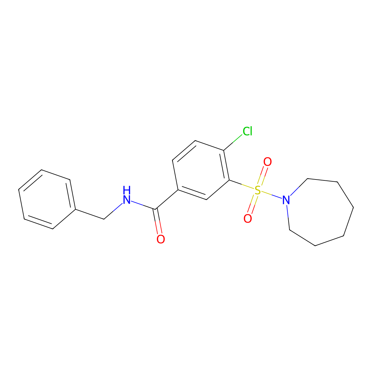 3-(azepan-1-ylsulfonyl)-N-benzyl-4-chlorobenzamide molecular structure, CAS 330461-34-2