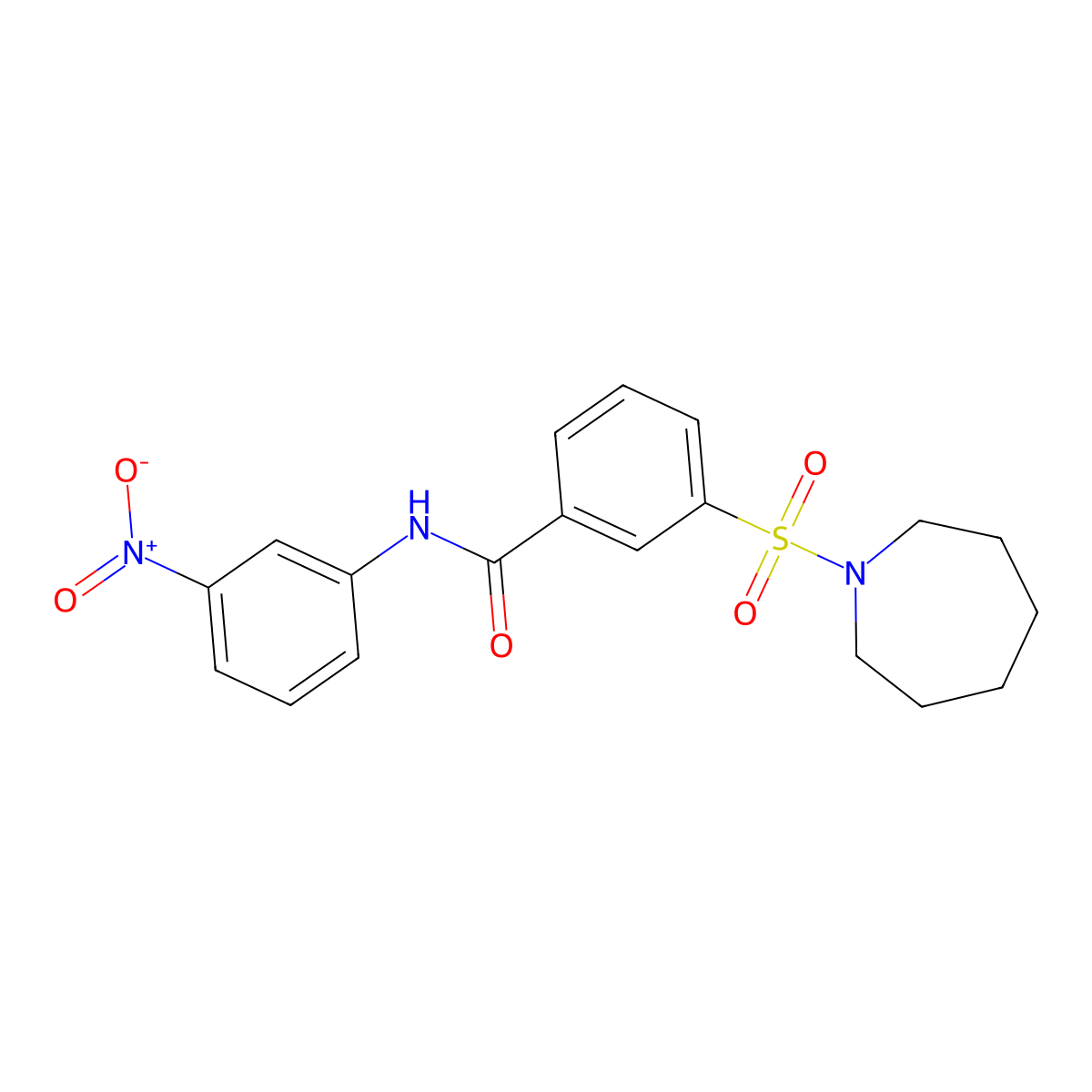 3-(azepan-1-ylsulfonyl)-N-(3-nitrophenyl)benzamide molecular structure, CAS 330461-64-8