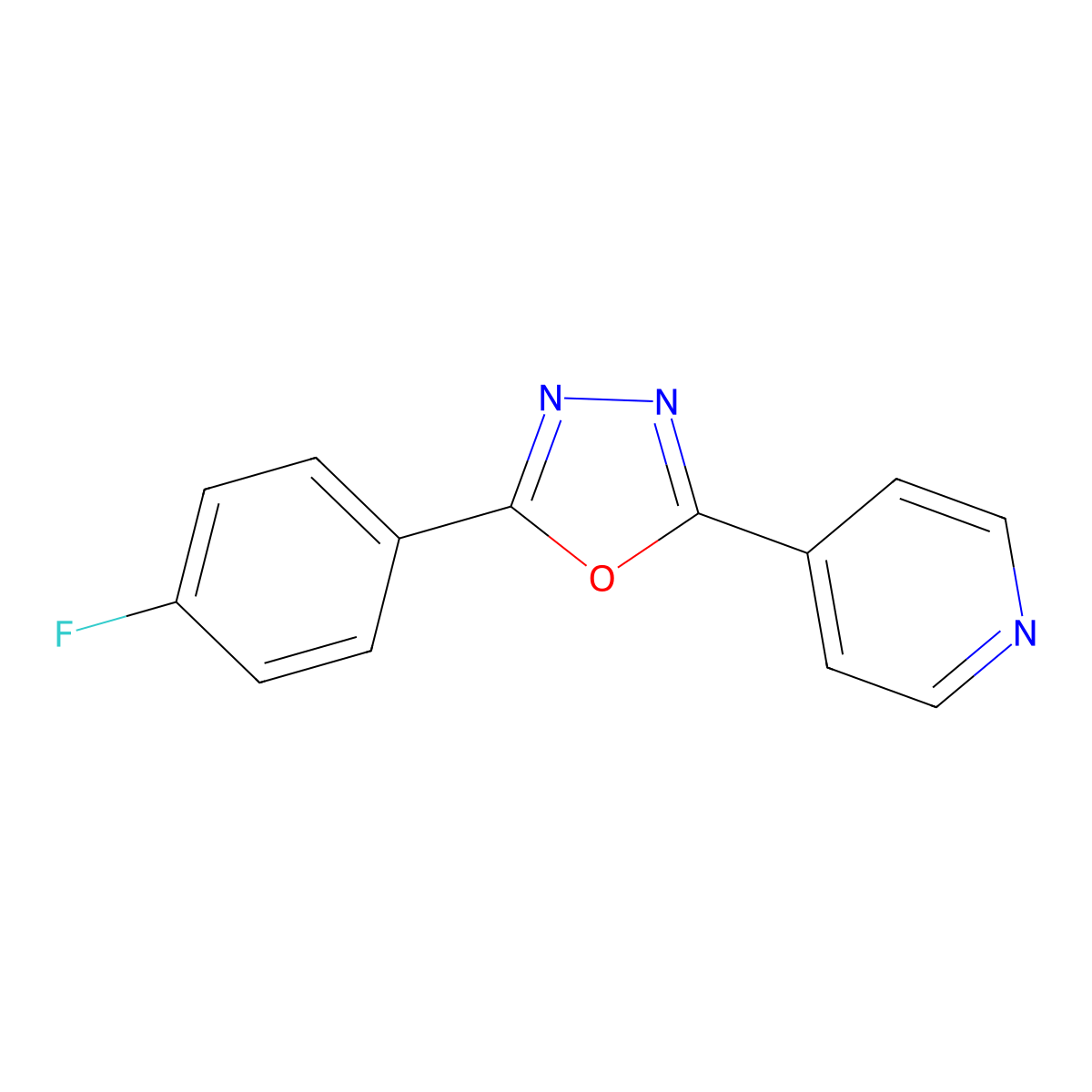 2-(4-Fluorophenyl)-5-pyridin-4-yl-1,3,4-oxadiazole molecular structure, CAS 330461-92-2