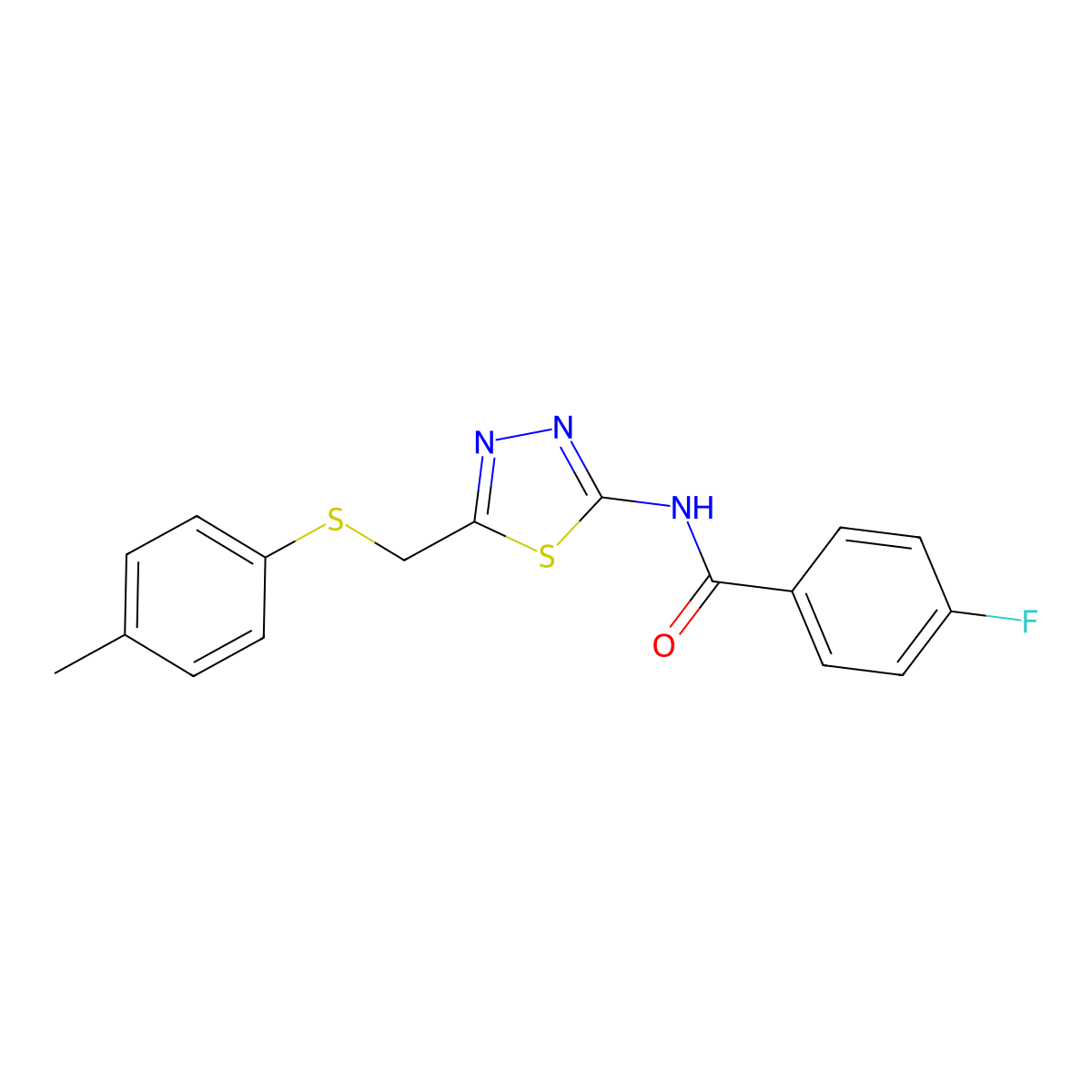 4-fluoro-N-(5-{[(4-methylphenyl)thio]methyl}-1,3,4-thiadiazol-2-yl)benzamide molecular structure, CAS 330461-95-5