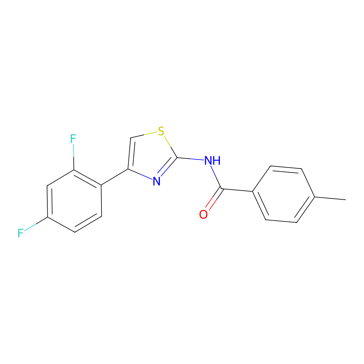 N-[4-(2,4-difluorophenyl)-1,3-thiazol-2-yl]-4-methylbenzamide molecular structure, CAS 330465-54-8