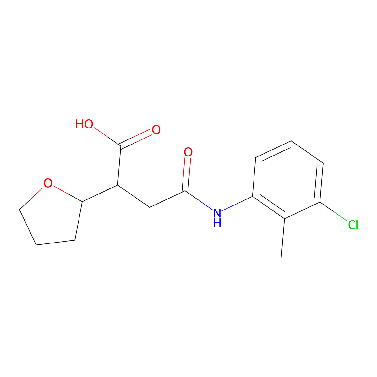N-(3-Chloro-2-methyl-phenyl)-2-(tetrahydro-furan-2-yl)-succinamic acid molecular structure, CAS 330466-14-3