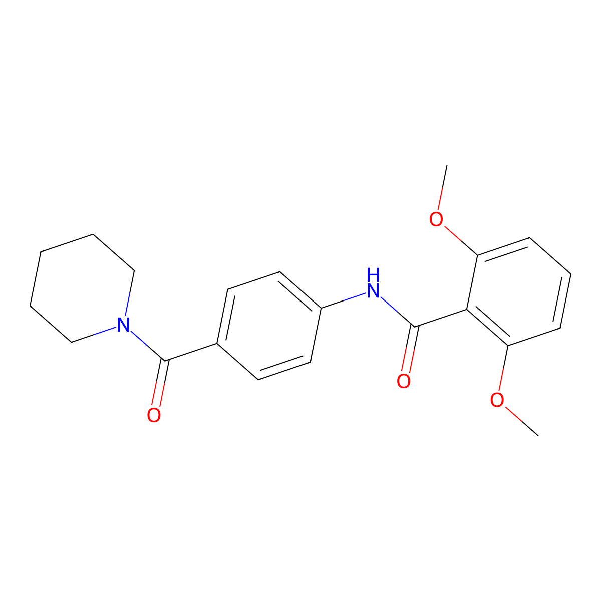 2,6-dimethoxy-N-[4-(1-piperidinylcarbonyl)phenyl]benzamide molecular structure, CAS 330466-15-4
