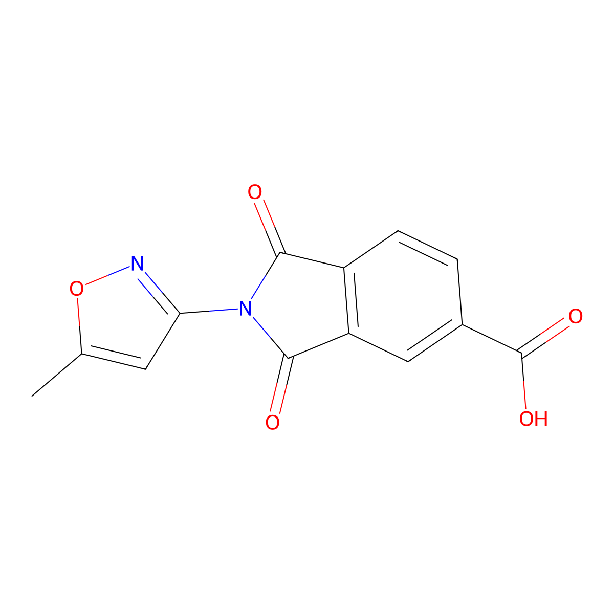 2-(5-Methylisoxazol-3-yl)-1,3-dioxoisoindoline-5-carboxylic acid molecular structure, CAS 330466-17-6