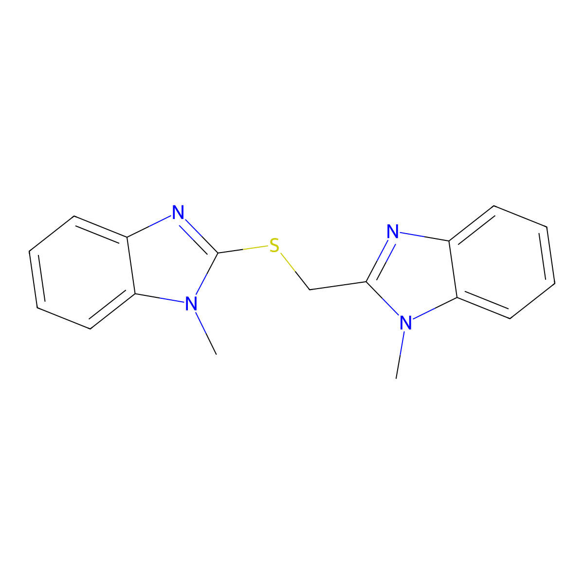 1-methyl-2-{[(1-methyl-1H-benzimidazol-2-yl)methyl]sulfanyl}-1H-benzimidazole molecular structure, CAS 330466-26-7